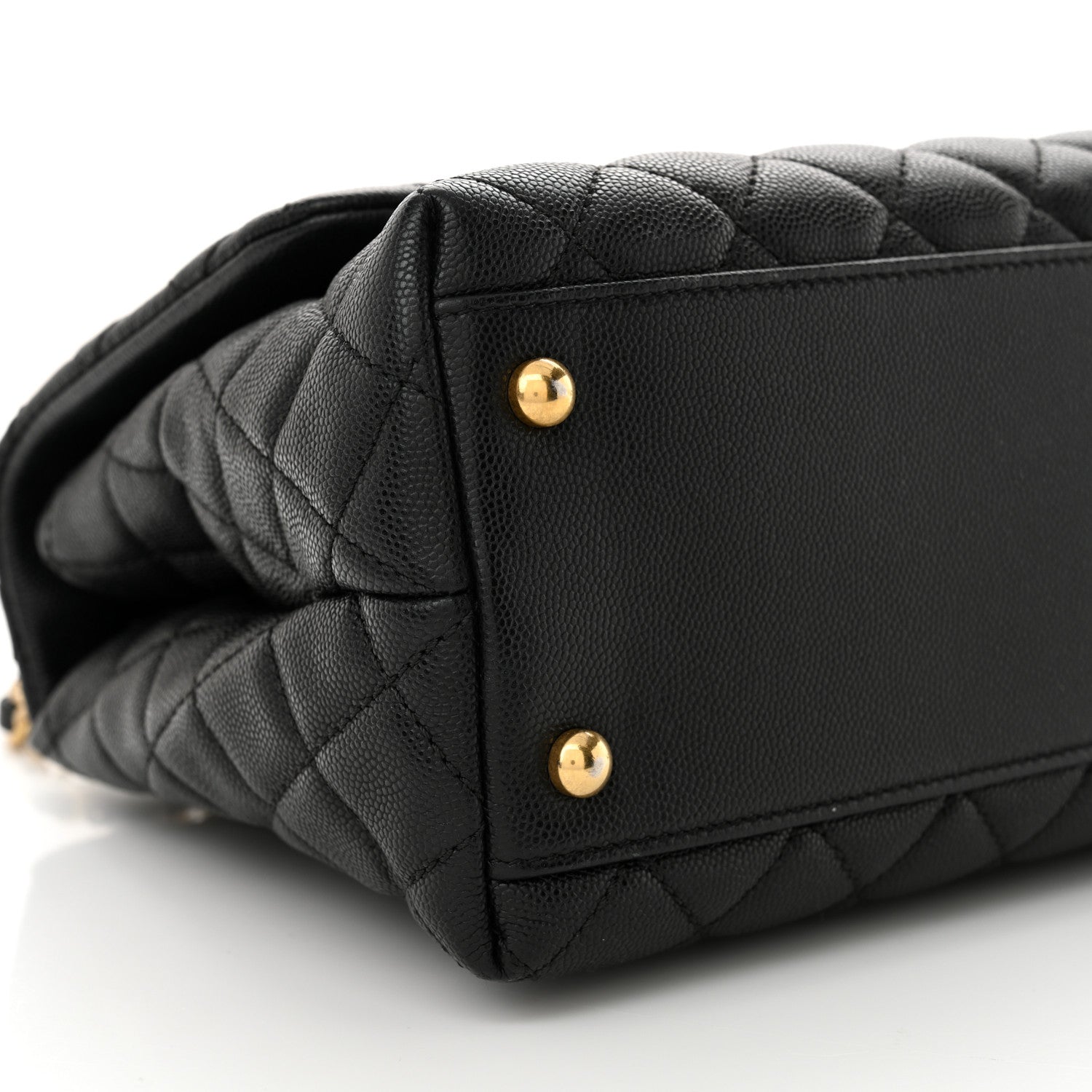 Caviar Quilted Small Coco Handle Flap Black
