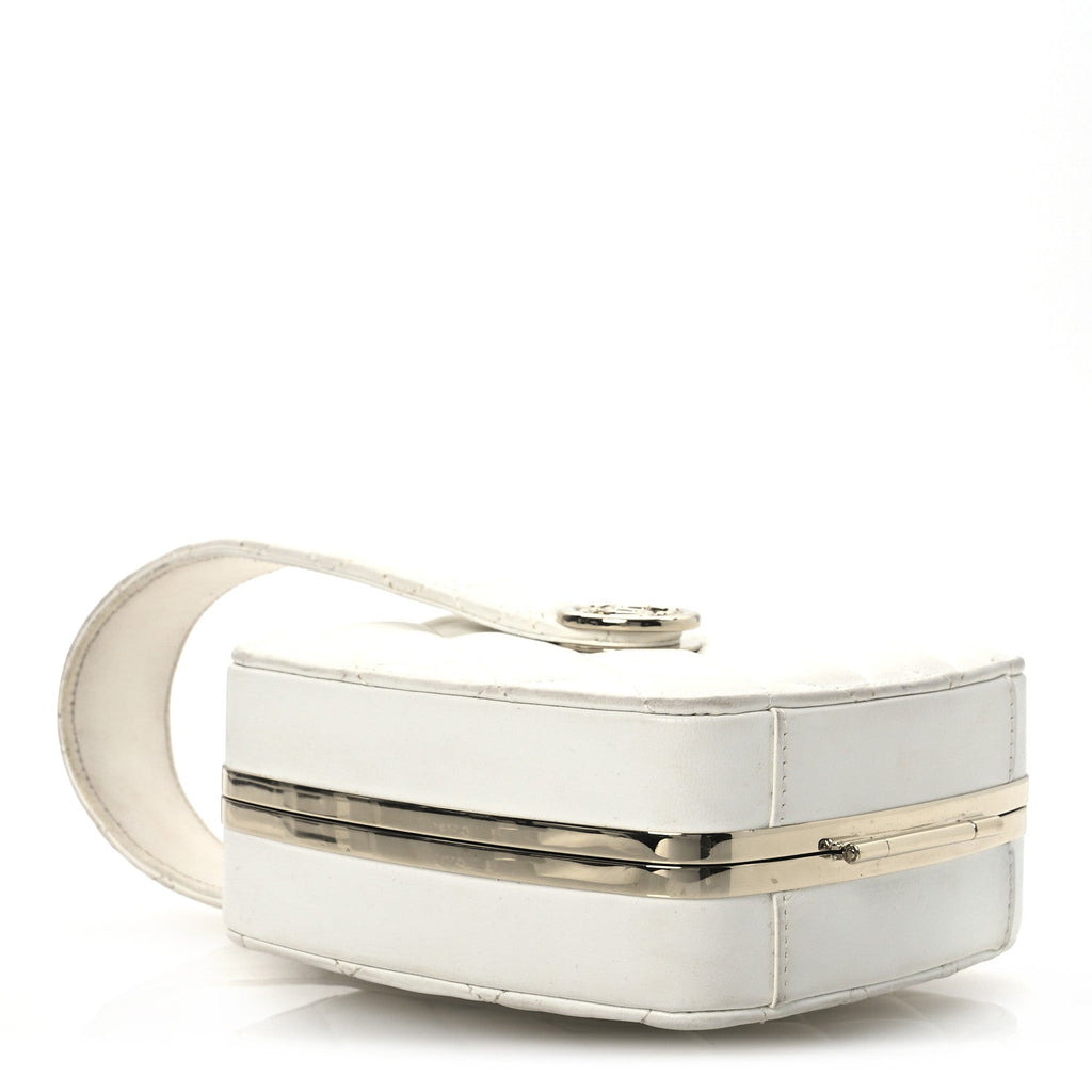 Lambskin Minaudiere Vanity With Handle White