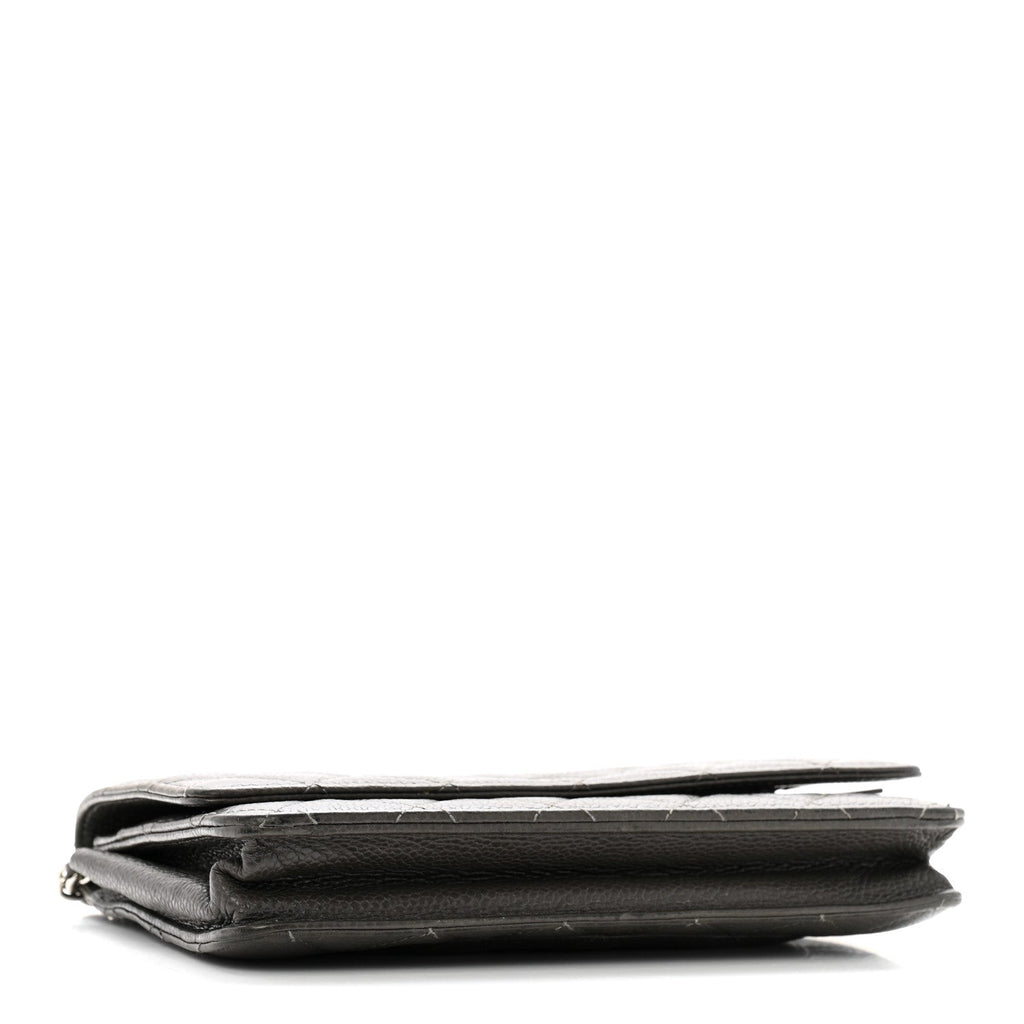 Caviar Quilted Wallet On Chain WOC Dark Grey