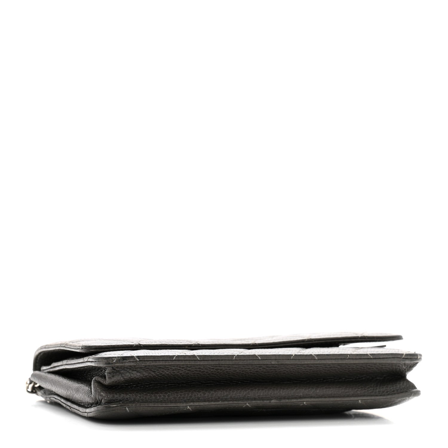 Caviar Quilted Wallet On Chain WOC Dark Grey