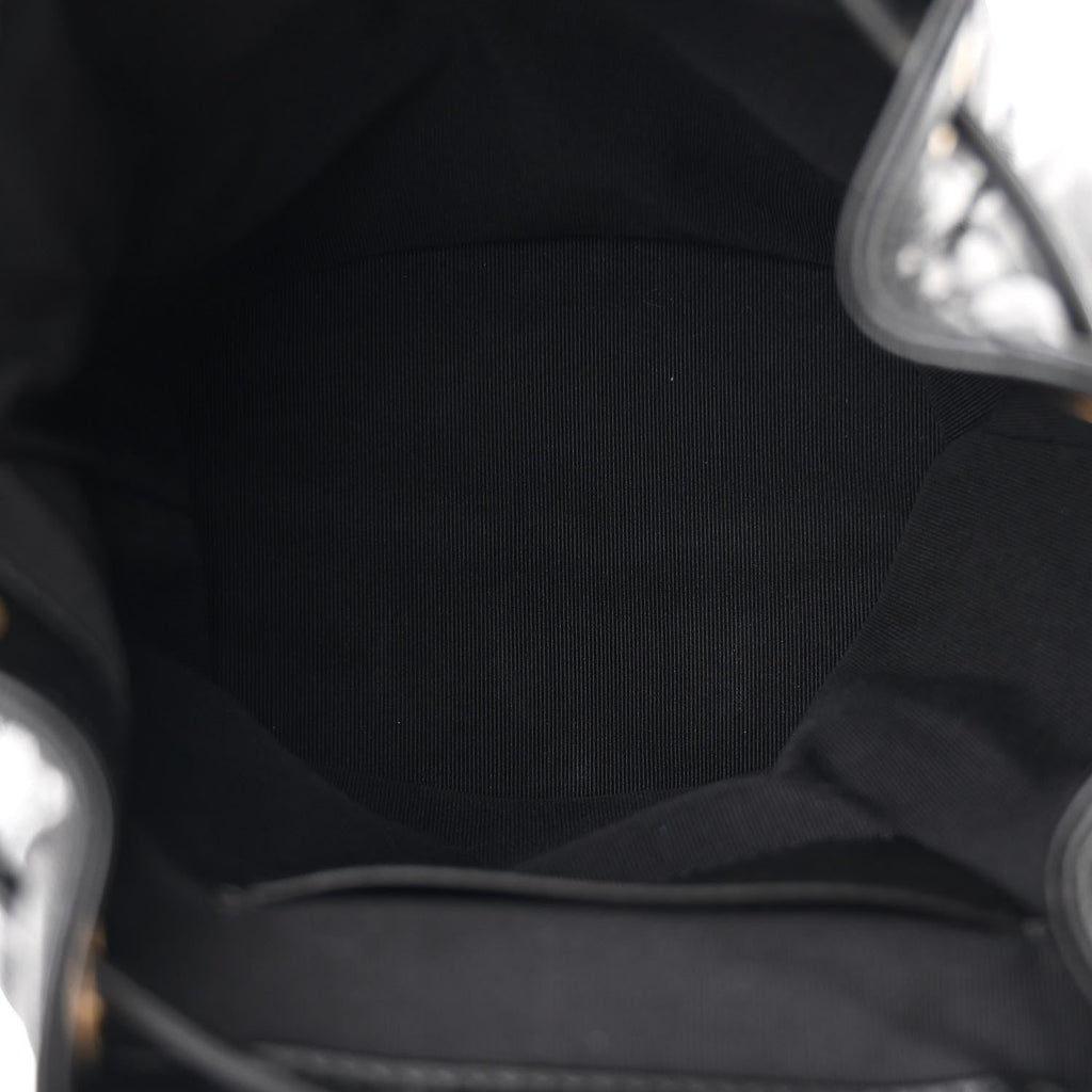 Lambskin Quilted Logo Mini Backpack Black