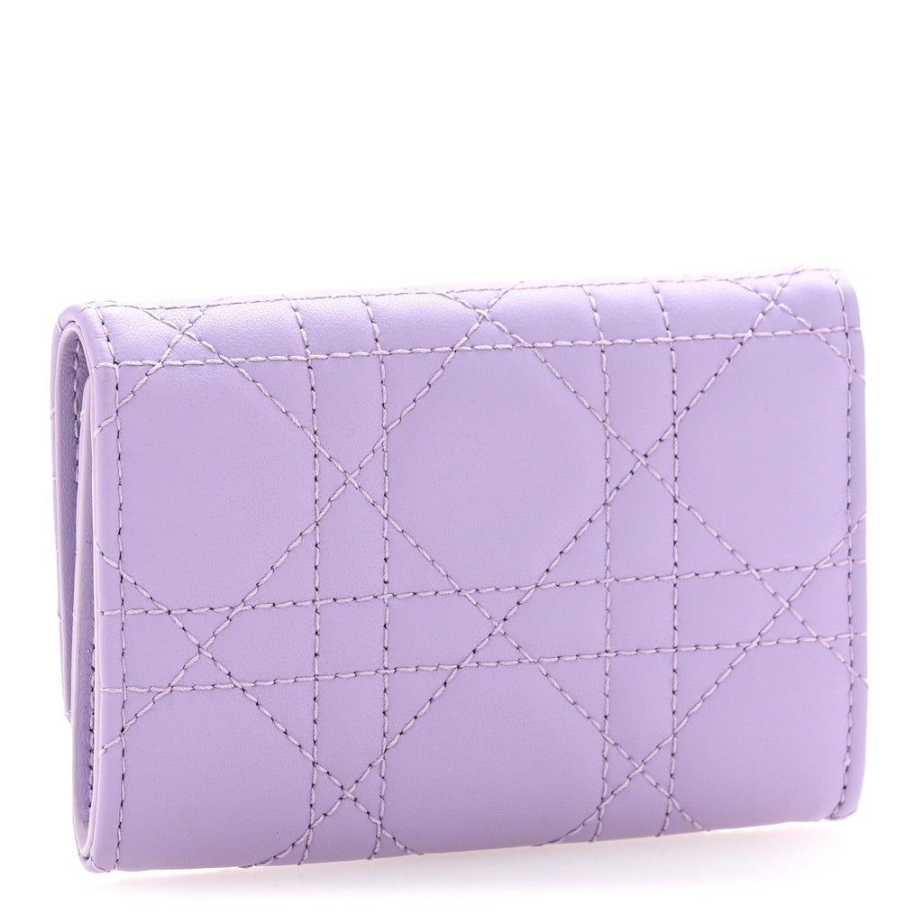 Lambskin Cannage Miss Dior Glycine Wallet Purple