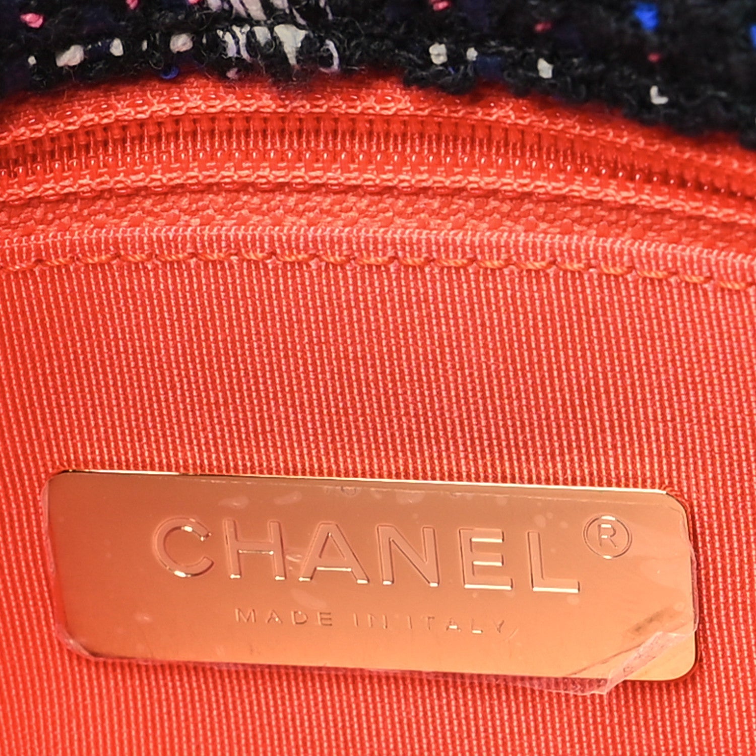 Tweed Quilted Large Chanel 19 Flap Black Orange Blue