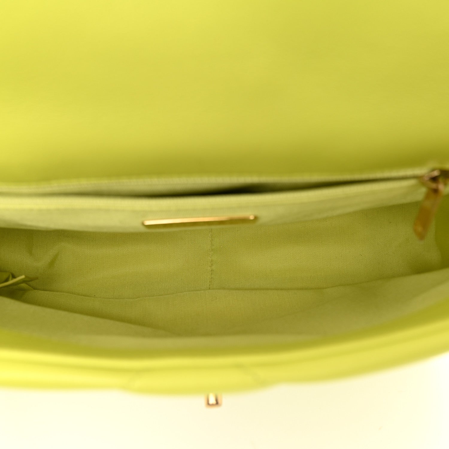 Shiny Lambskin Quilted Medium Chanel 19 Flap Neon Yellow