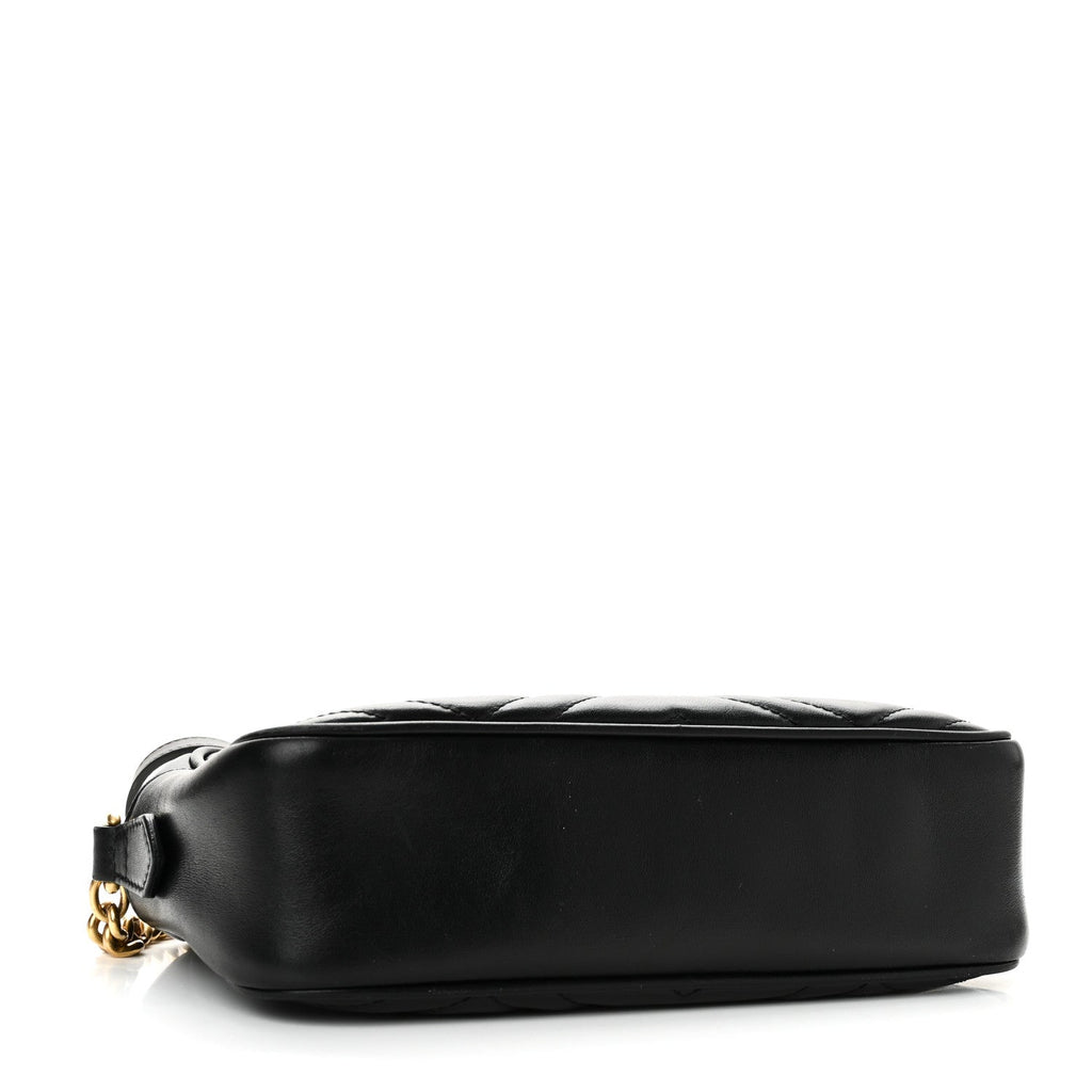 Calfskin Matelasse Small GG Marmont Chain Shoulder Bag Black