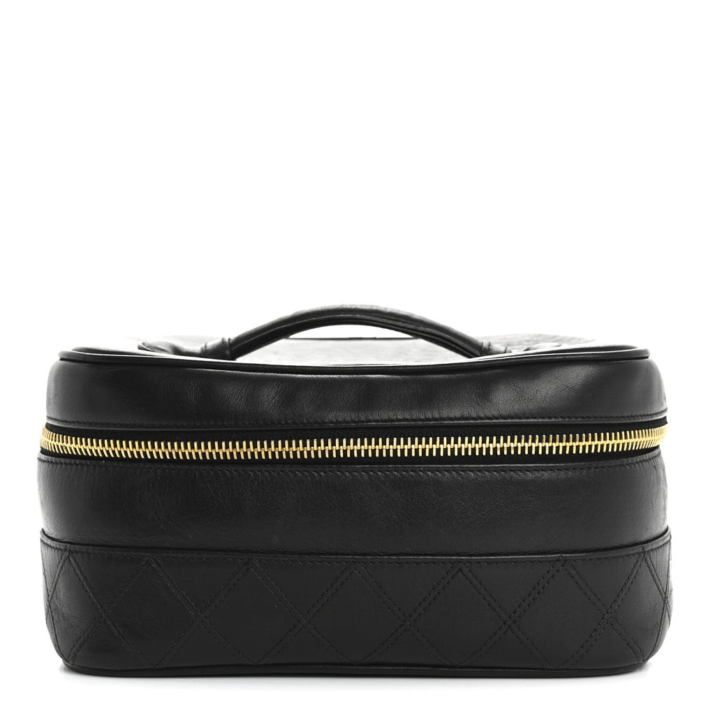 Lambskin Vanity Cosmetic Case Black