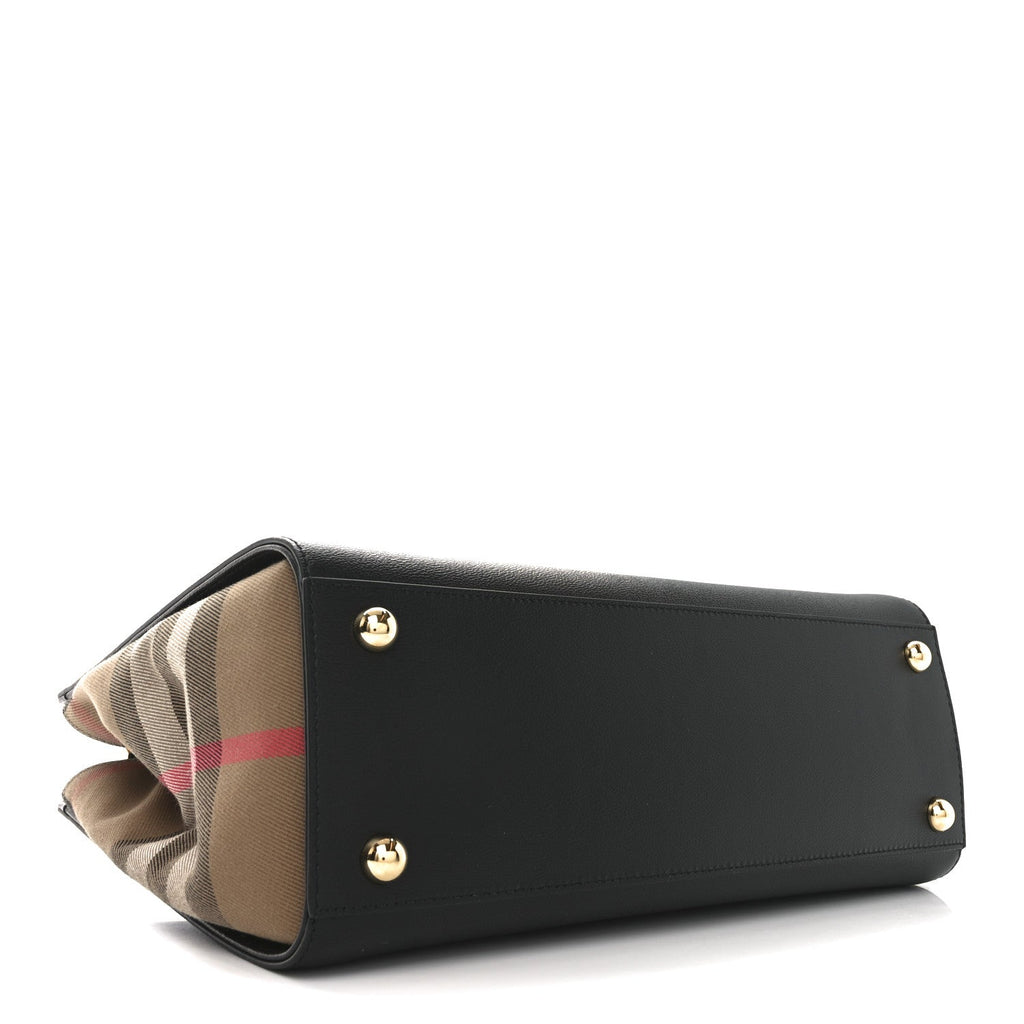 Derby Calfskin House Check Medium Banner Tote Black