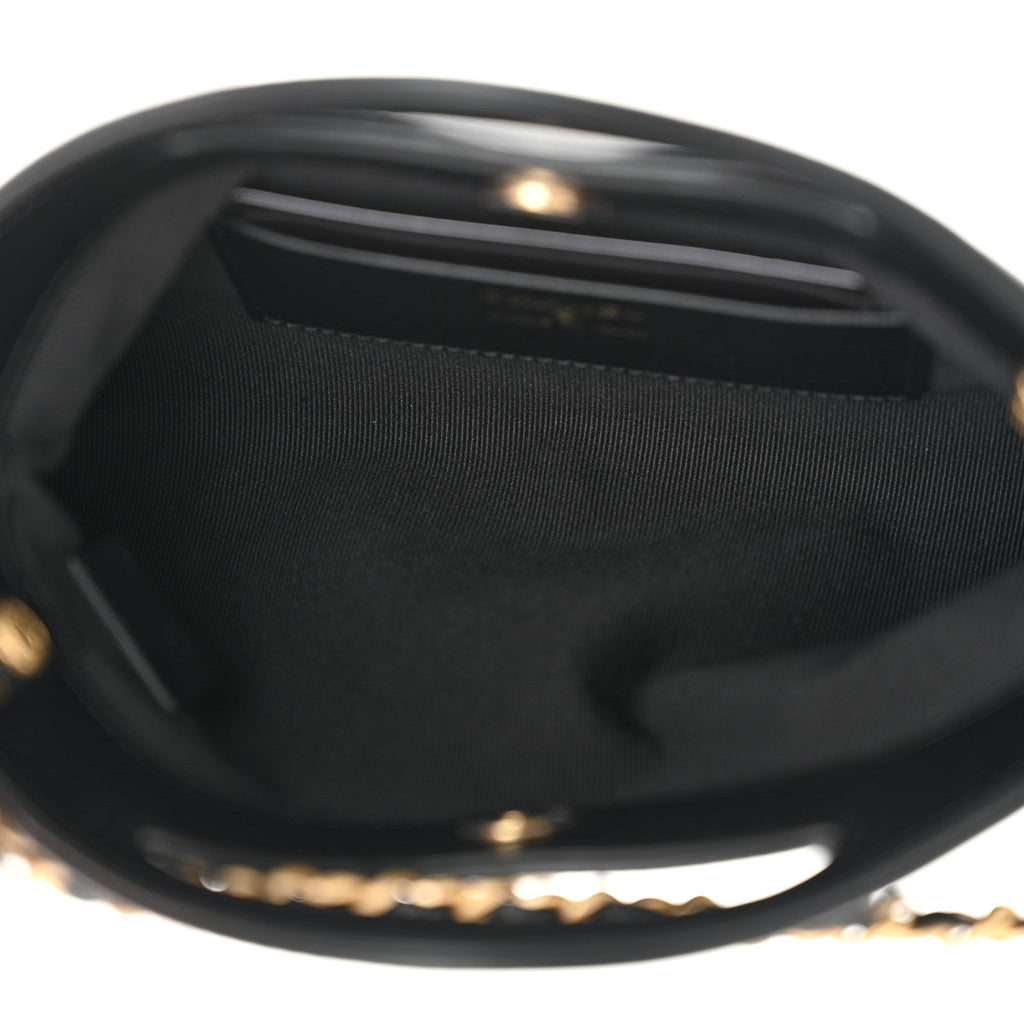Suede Shiny Crumpled Calfskin Quilted Nano 31 Shopping Bag Black