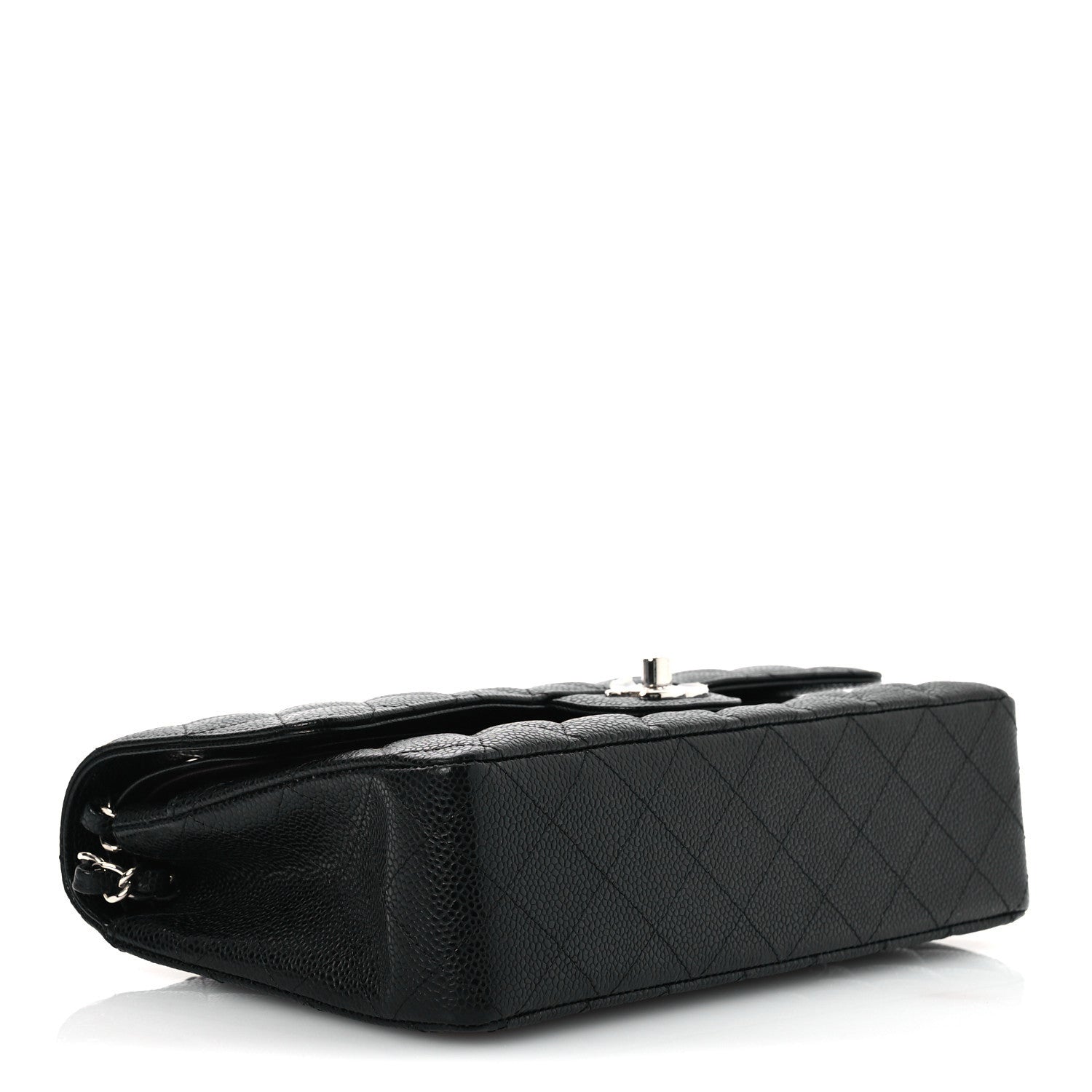 Caviar Quilted Medium Double Flap Black