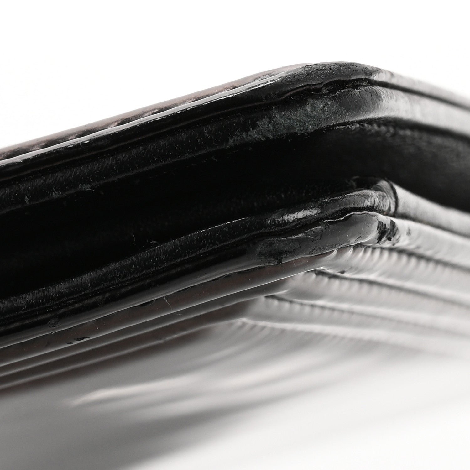 Glazed Calfskin Boy Yen Wallet Black