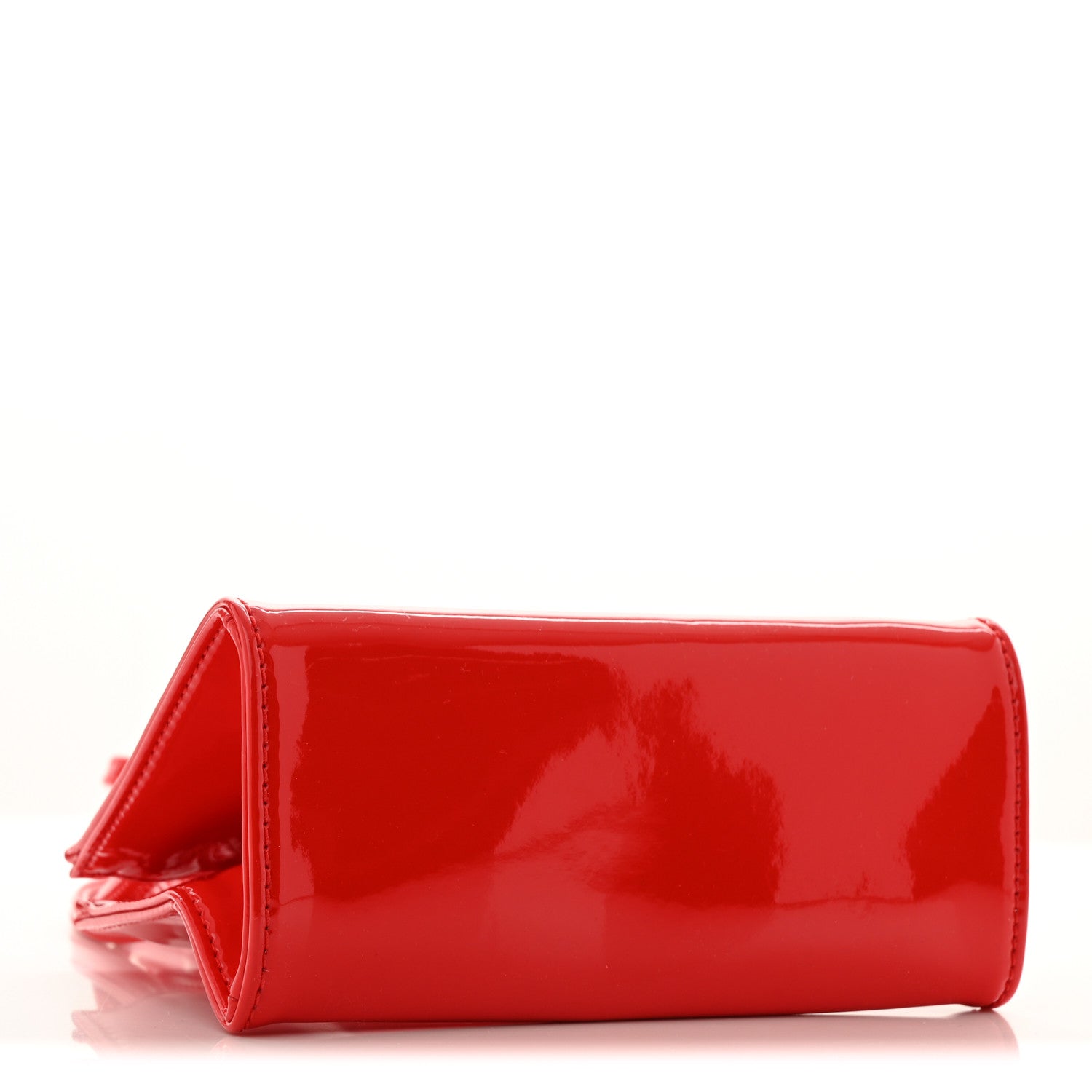 Patent Vegan Leather Small Shopping Bag Red