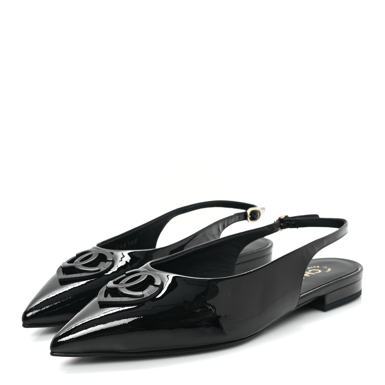 Patent Heart CC Slingback Flats 37.5 Black