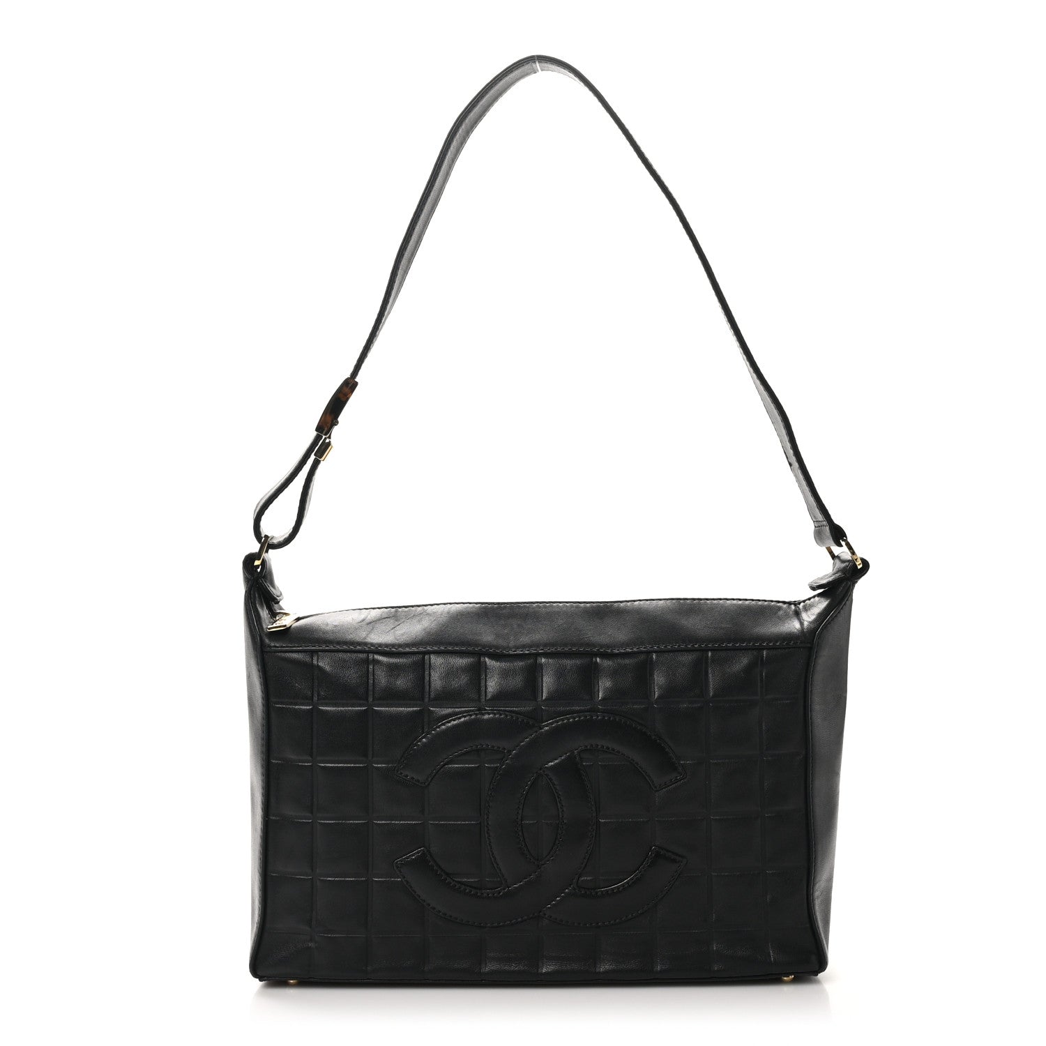 Lambskin Quilted Medium Chocolate Bar Shoulder Bag Black