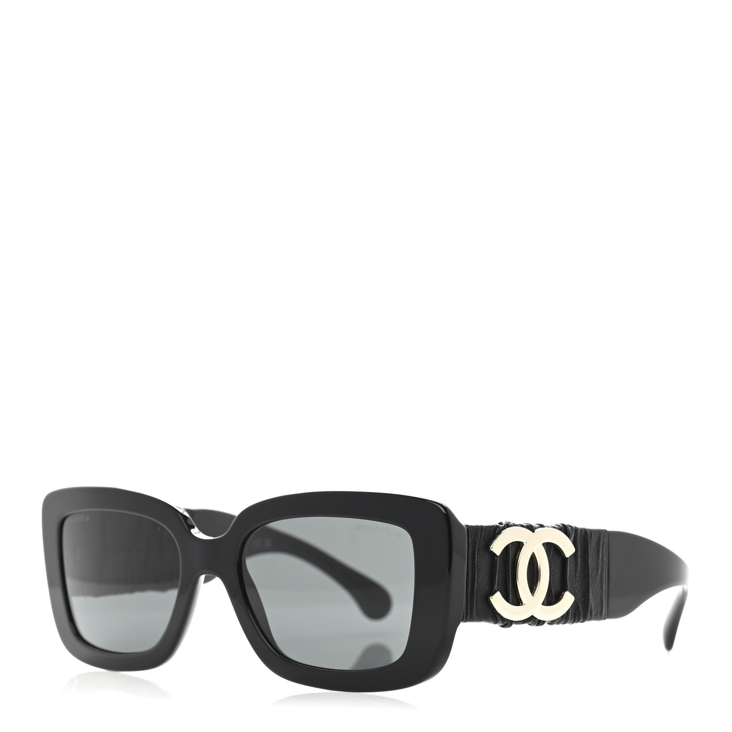 Acetate Calfskin Square Sunglasses 5473-Q Black