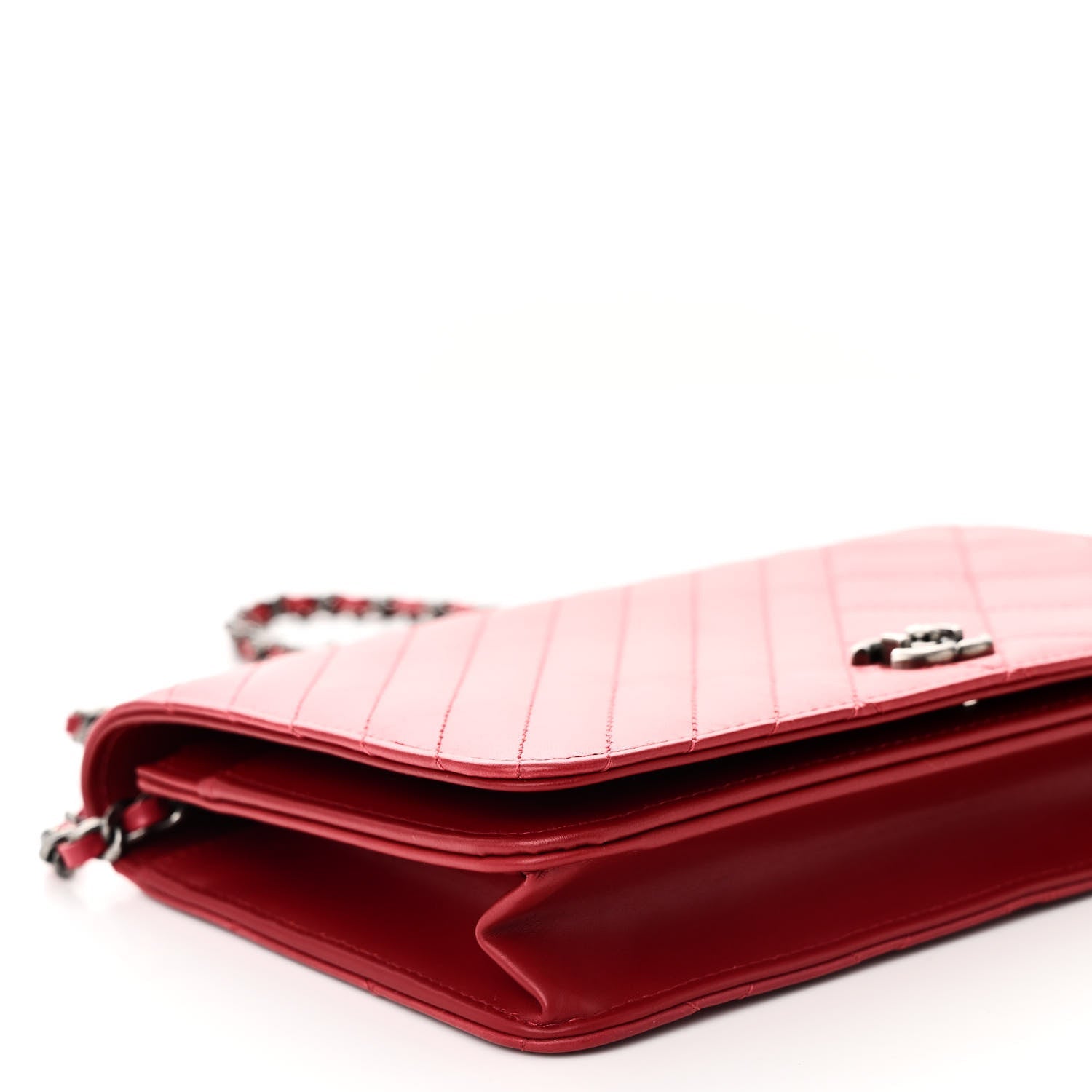 Glazed Calfskin Quilted Coco Boy Wallet On Chain WOC Red