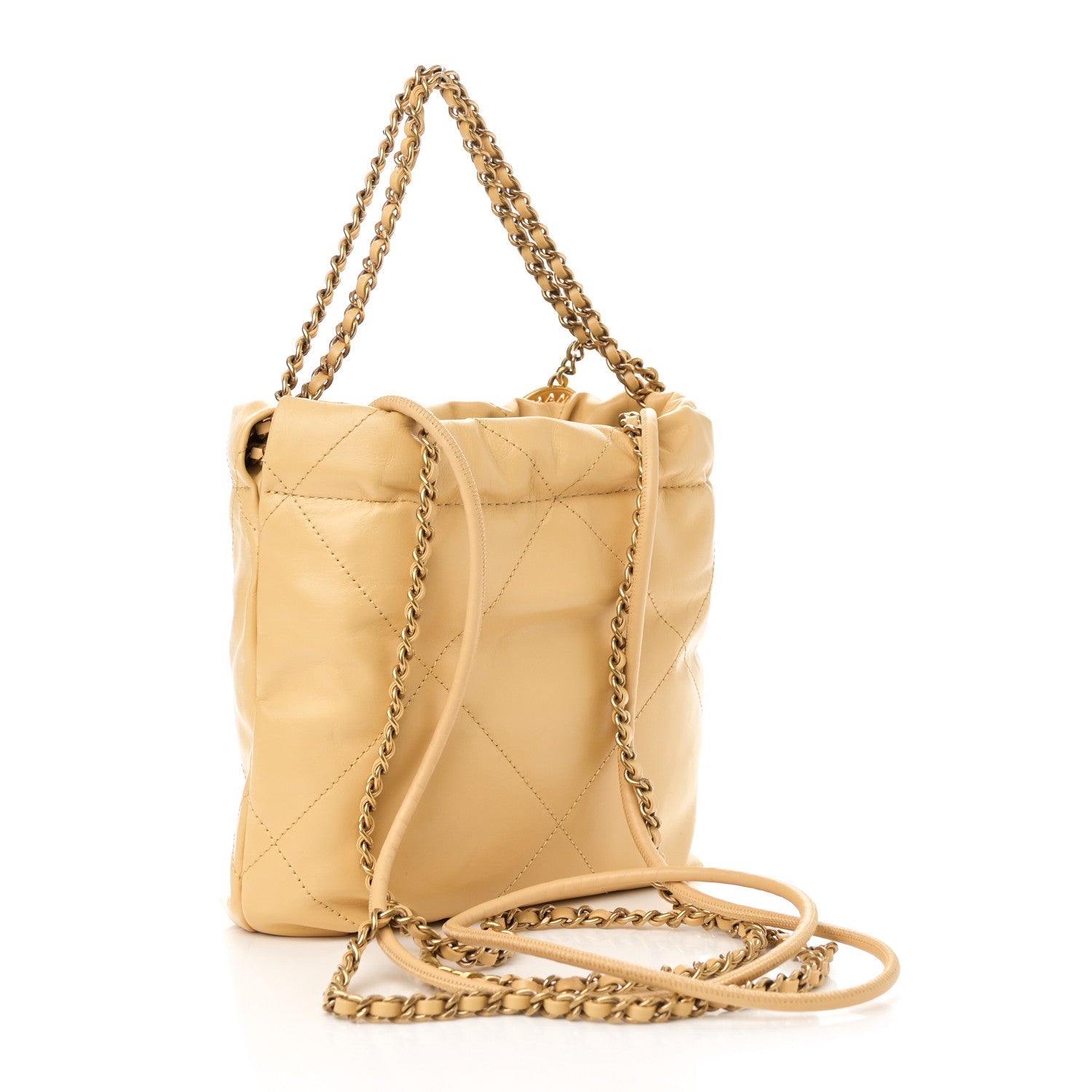 Shiny Calfskin Quilted Mini Chanel 22 Yellow