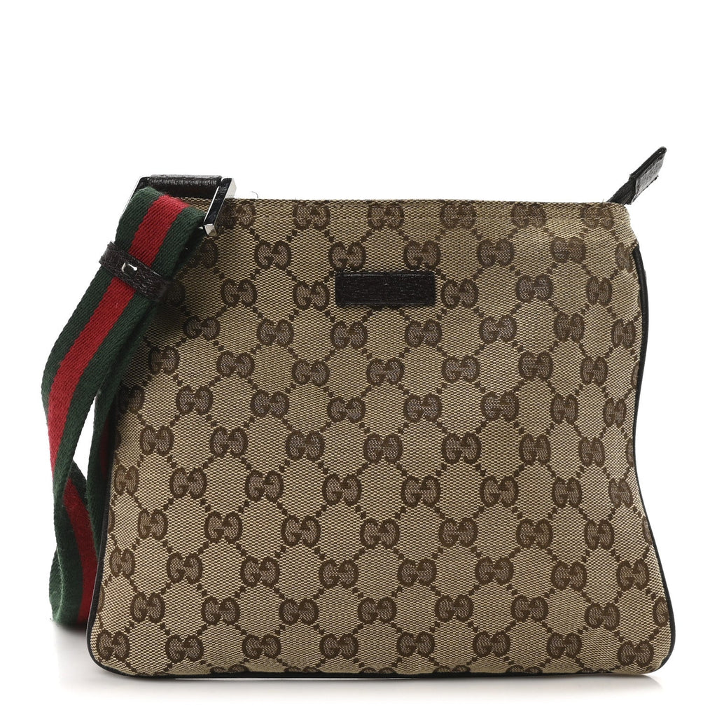 Monogram Web Small Flat Messenger Bag Brown