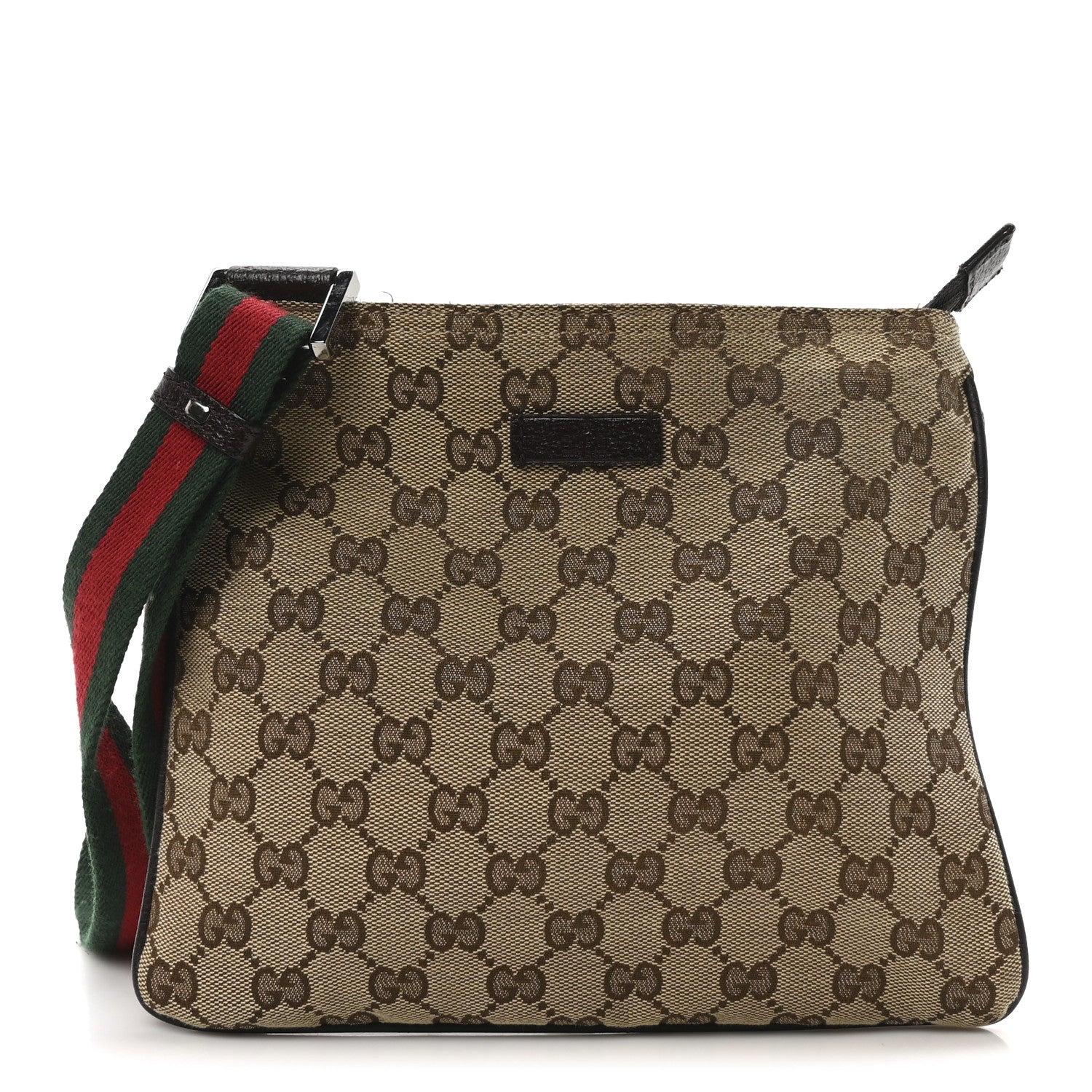 Monogram Web Small Flat Messenger Bag Brown