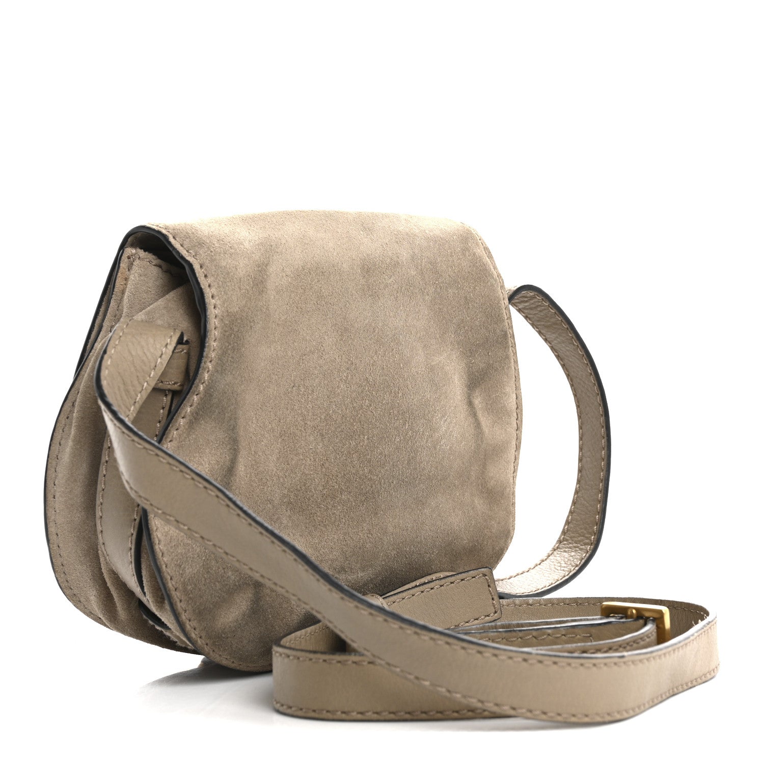 Suede Calfskin Braided Mini Marcie Round Crossbody Bag Motty Grey