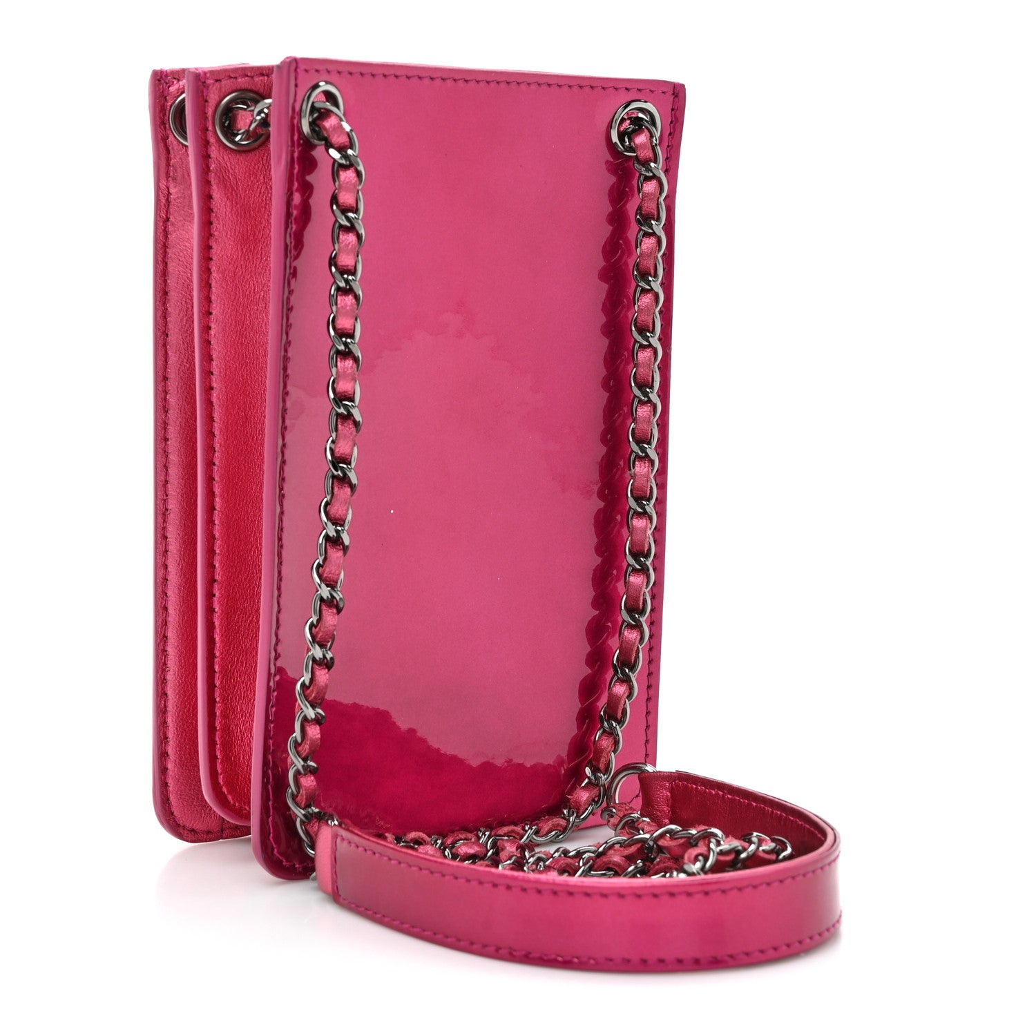 Patent CC Phone Holder Crossbody Pink