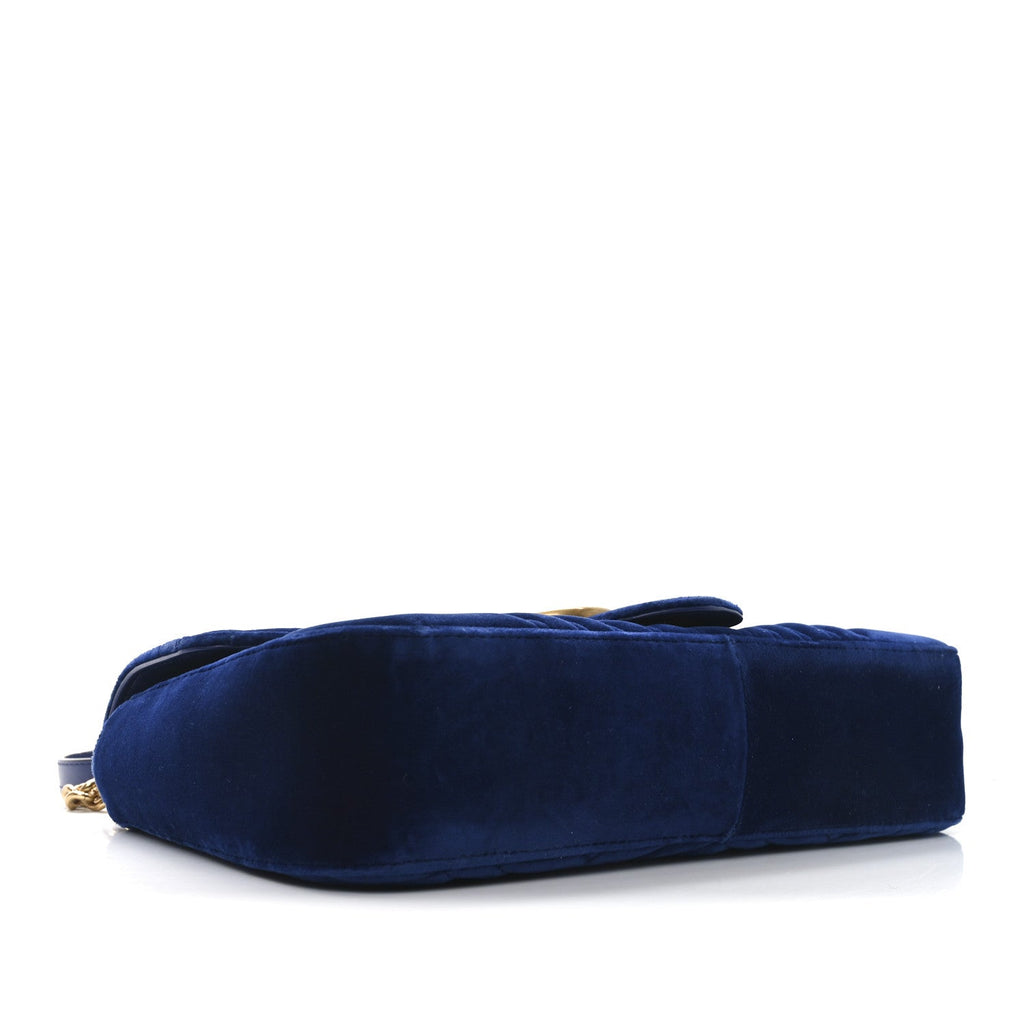 Velvet Matelasse Medium GG Marmont Shoulder Bag Cobalt Blue