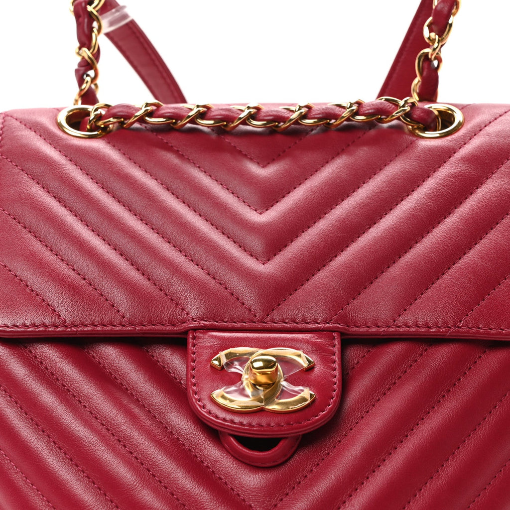 Lambskin Chevron Quilted Small Urban Spirit Backpack Dark Pink