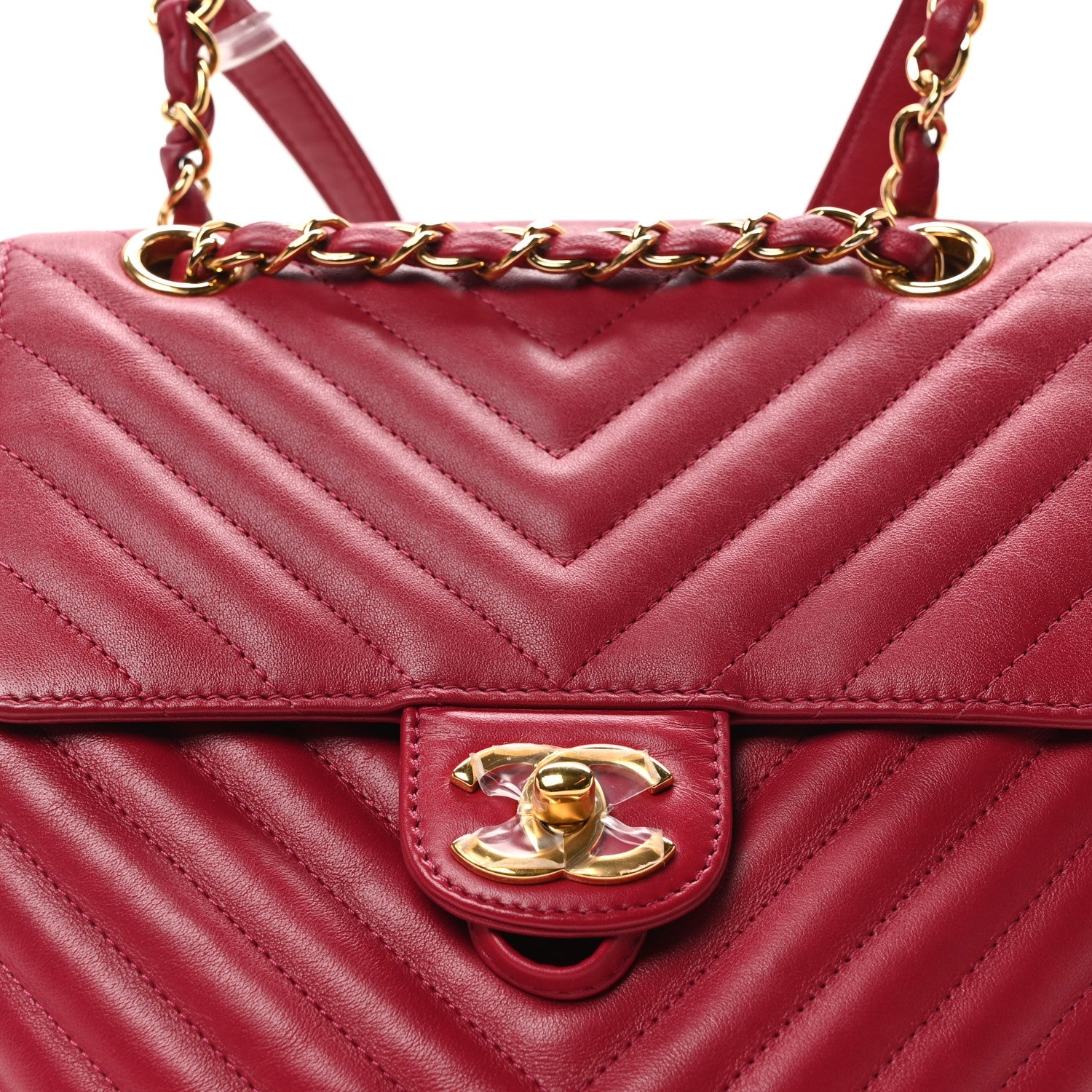 Lambskin Chevron Quilted Small Urban Spirit Backpack Dark Pink