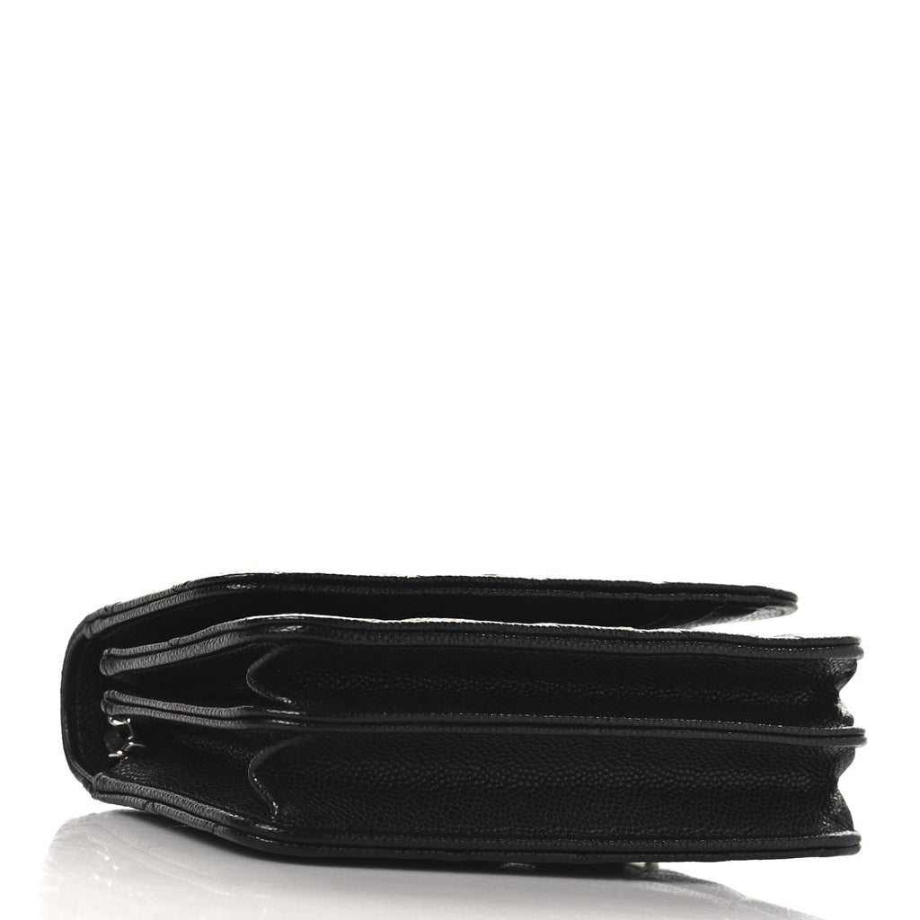 Caviar Quilted Mini Wallet On Chain WOC Black