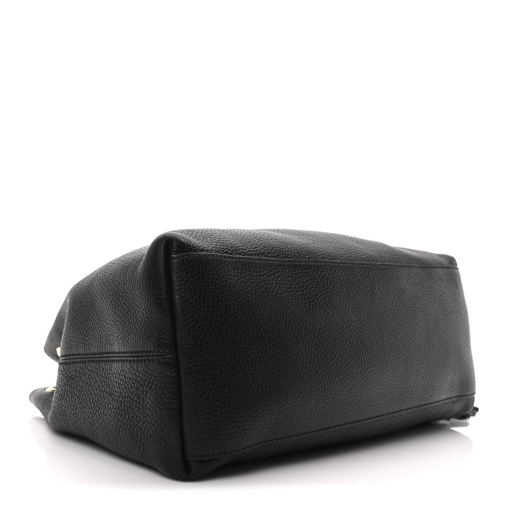 Pebbled Calfskin Medium Soho Chain Shoulder Bag Black