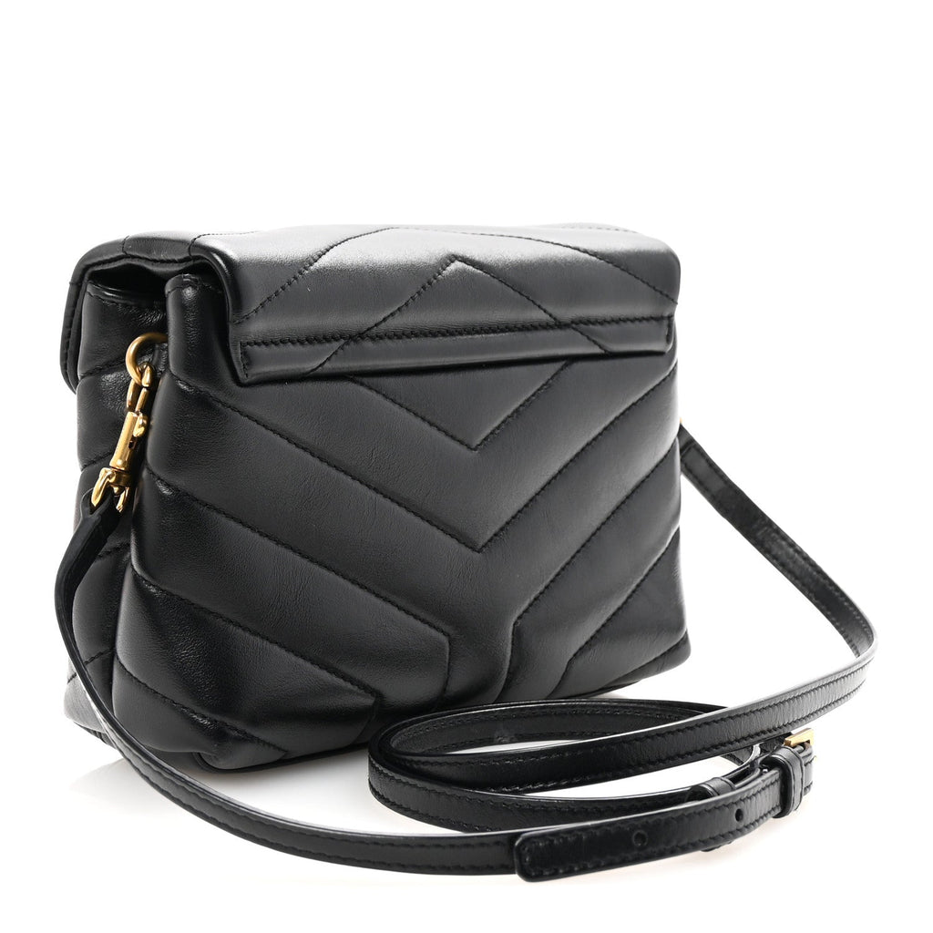Calfskin Y Quilted Monogram Toy Loulou Crossbody Bag Black