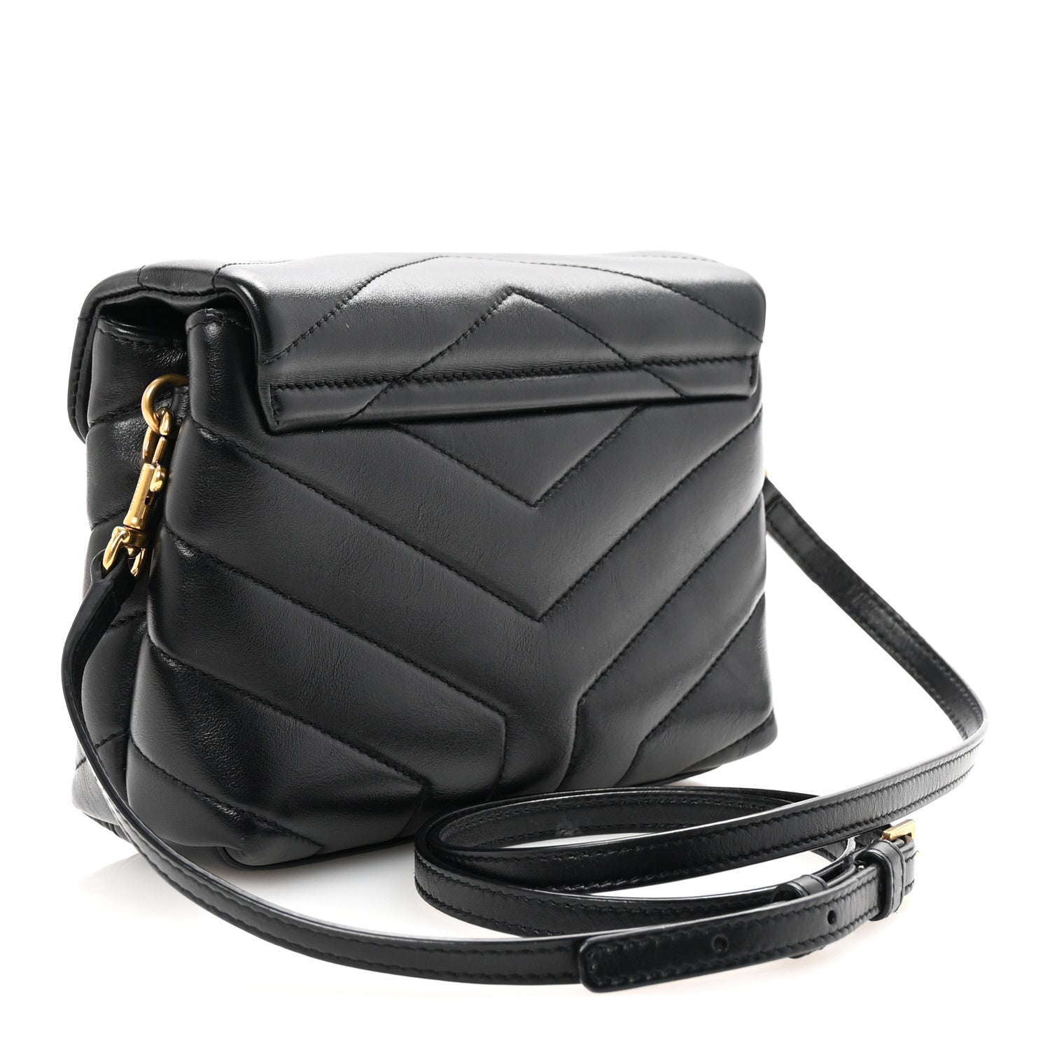 Calfskin Y Quilted Monogram Toy Loulou Crossbody Bag Black
