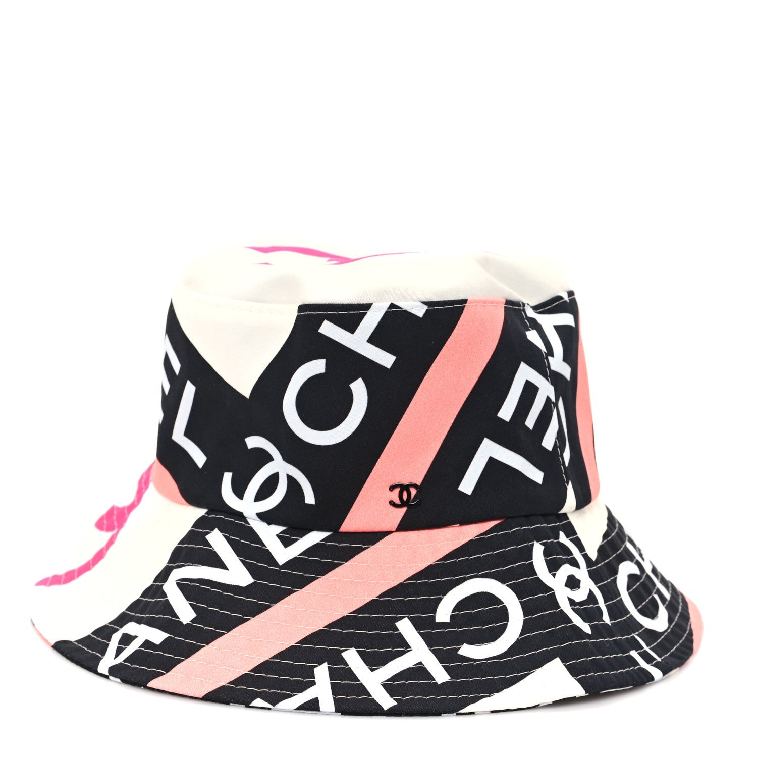 Cotton Logo Cloche Hat S Ecru Black Pink
