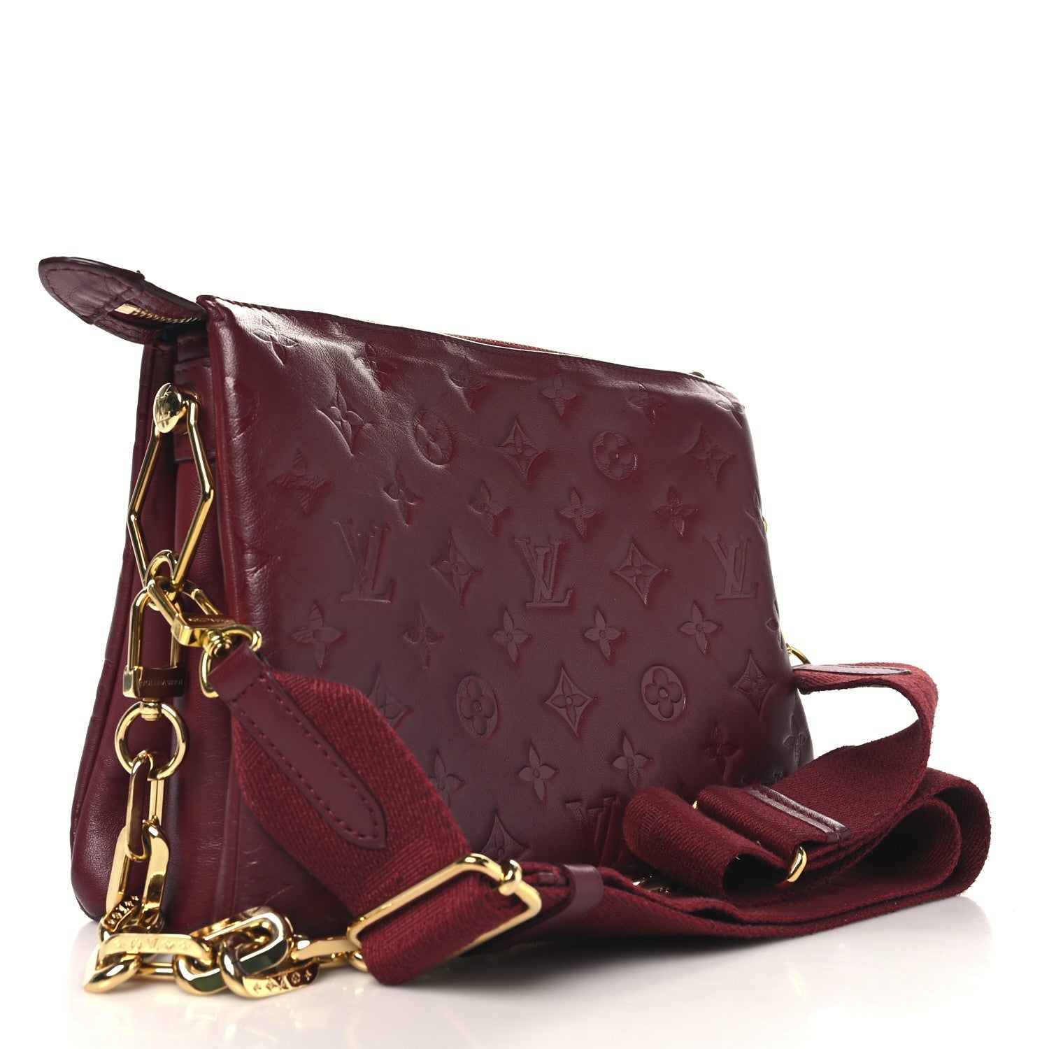 Lambskin Embossed Monogram Coussin PM Wine