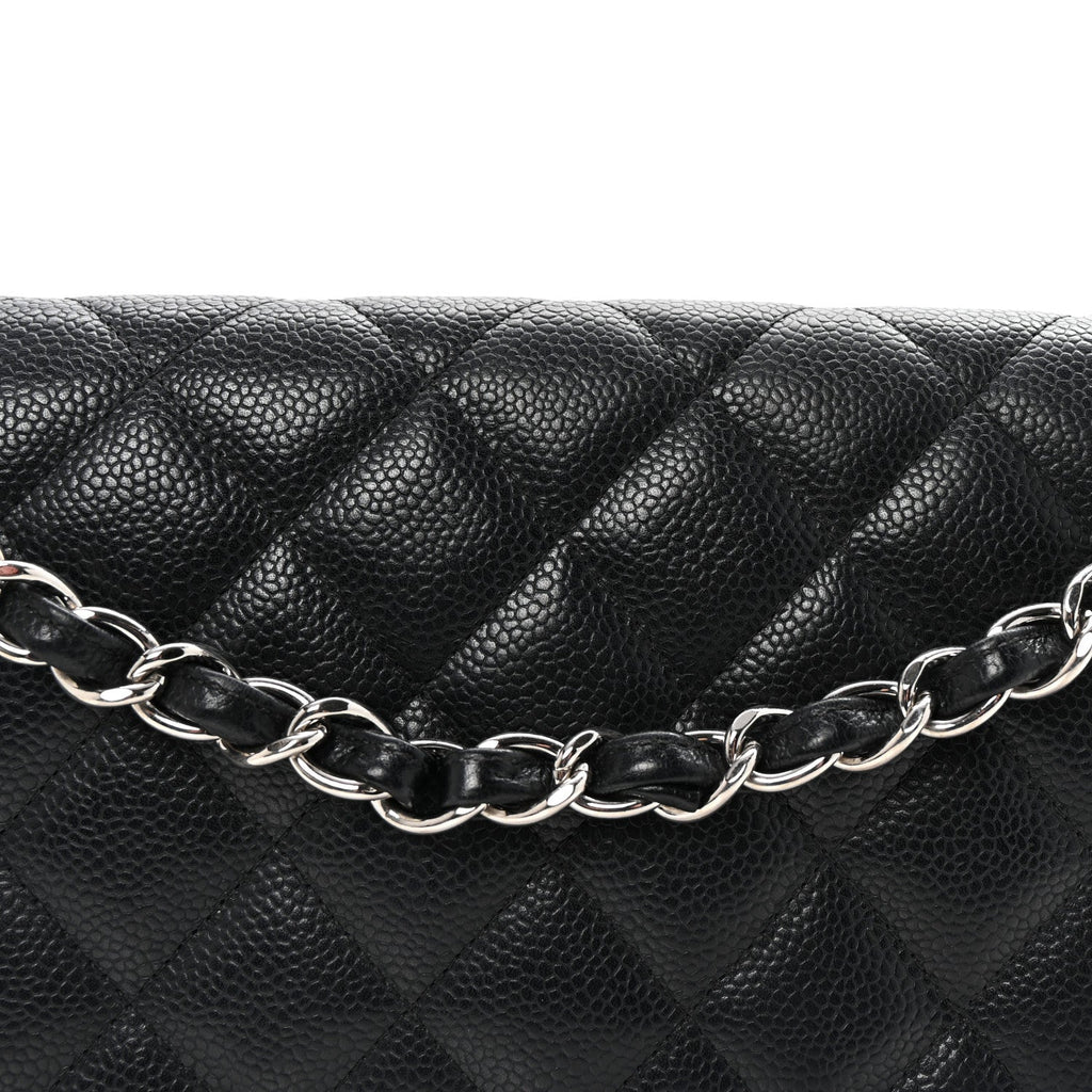 Caviar Quilted Jumbo Double Flap Black