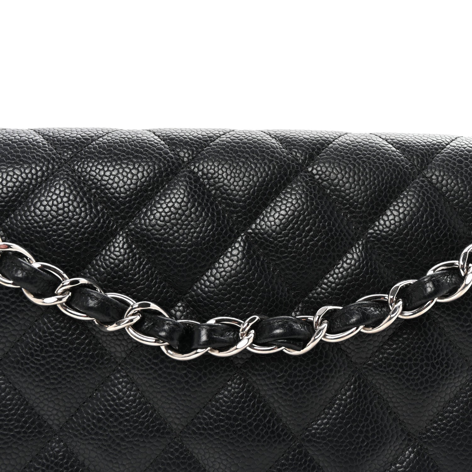 Caviar Quilted Jumbo Double Flap Black