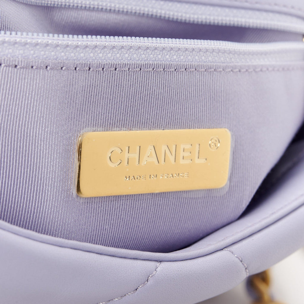 Lambskin Quilted Medium Chanel 19 Flap Light Purple