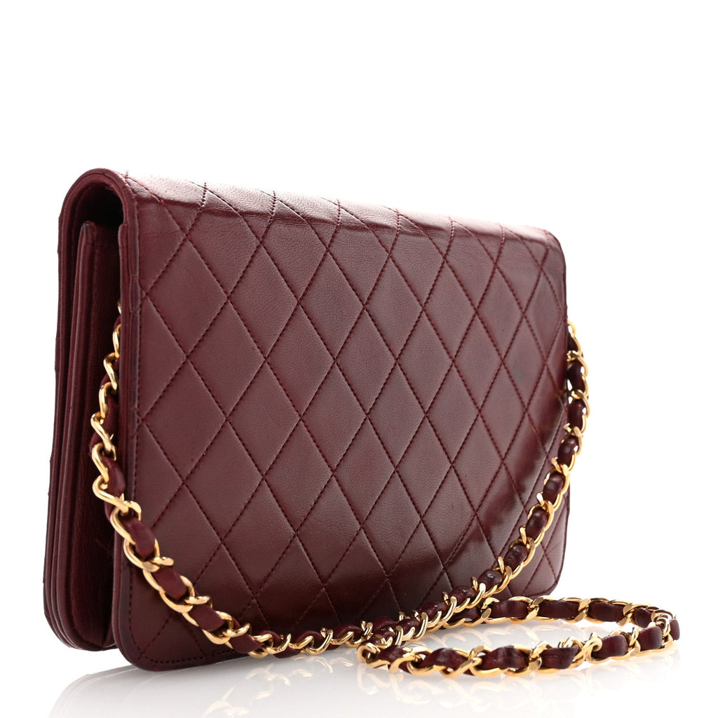 Lambskin Quilted Small Single Flap Bordeaux