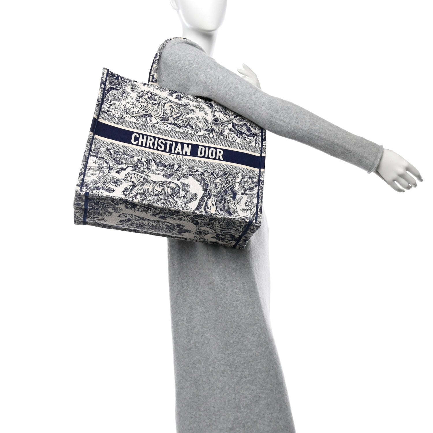 Canvas Embroidered Large Dioriviera Toile De Jouy Book Tote Blue