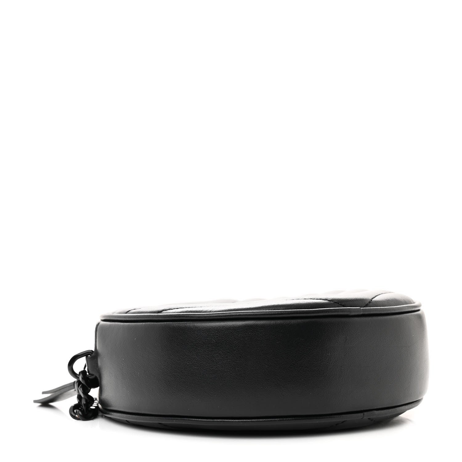 Calfskin Matelasse Chevron Round Vinyle Camera Bag Black