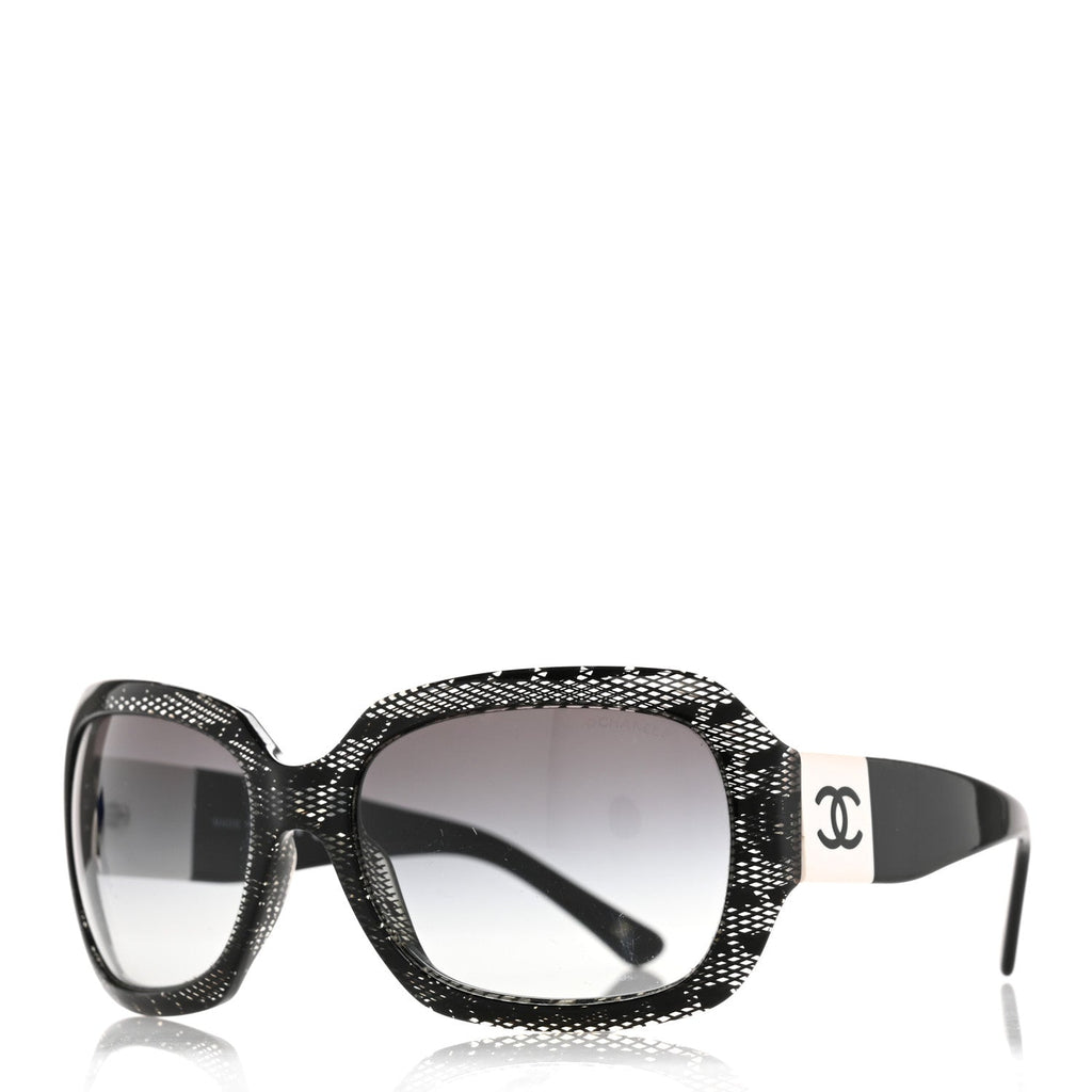 Acetate CC Lace Effect Sunglasses 5146 Black White