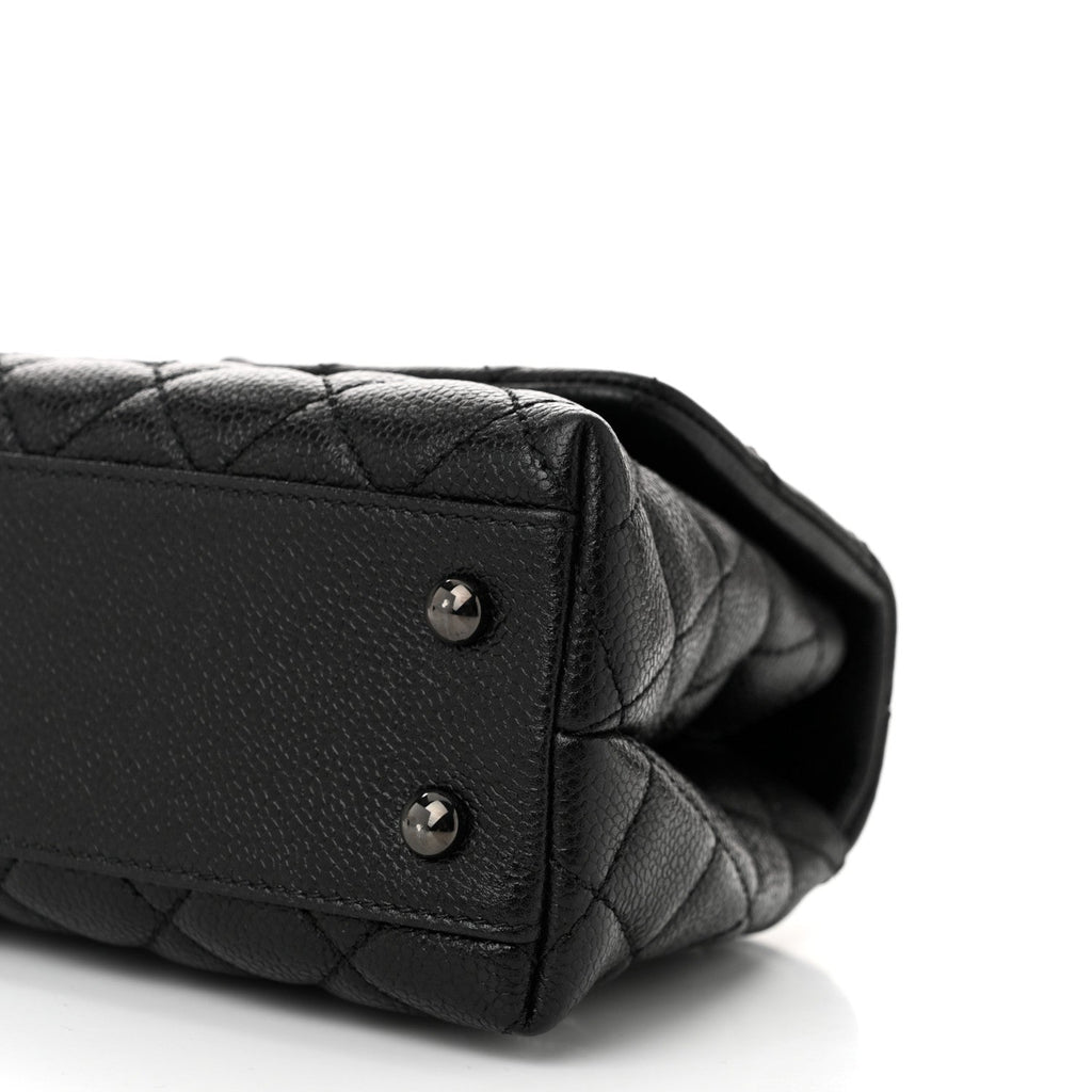 Caviar Quilted Mini Coco Handle Flap So Black