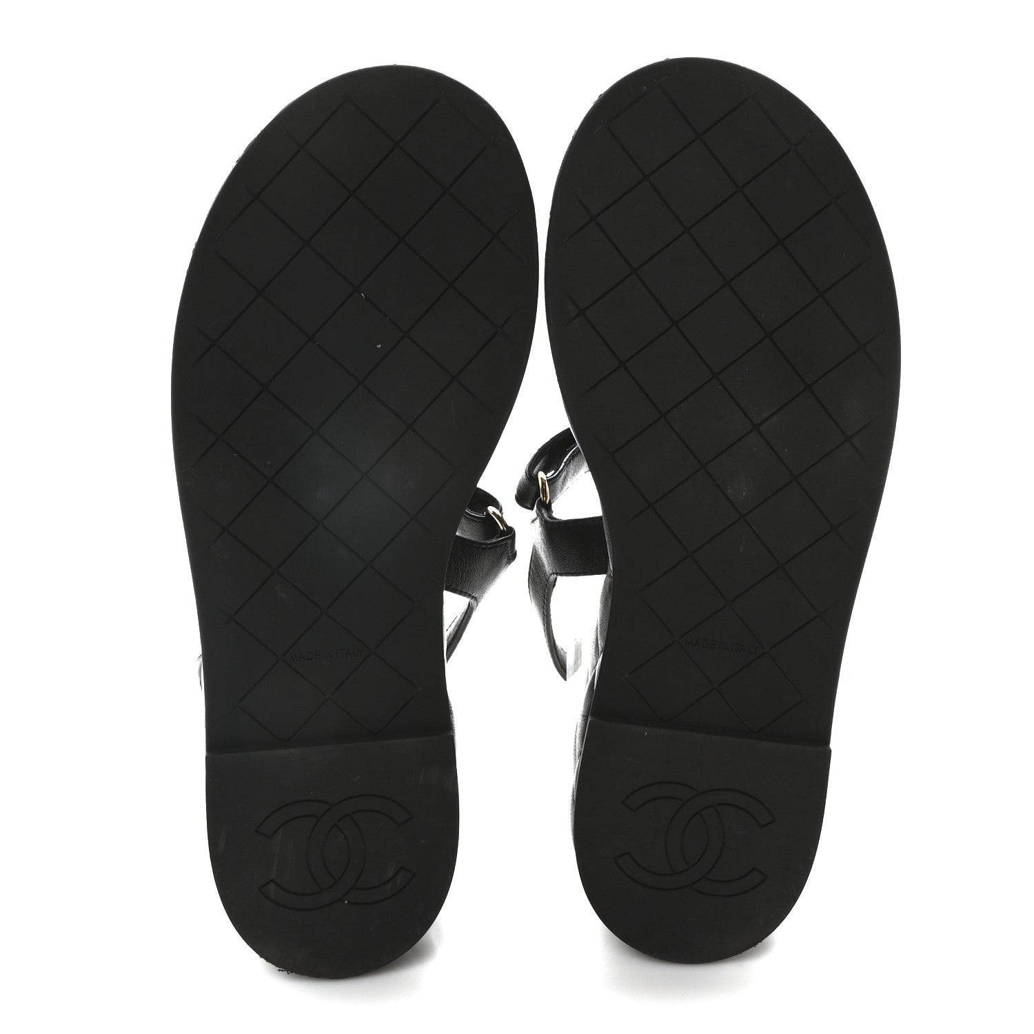 Lambskin Quilted Chain CC Platform Sandals 37.5 Black