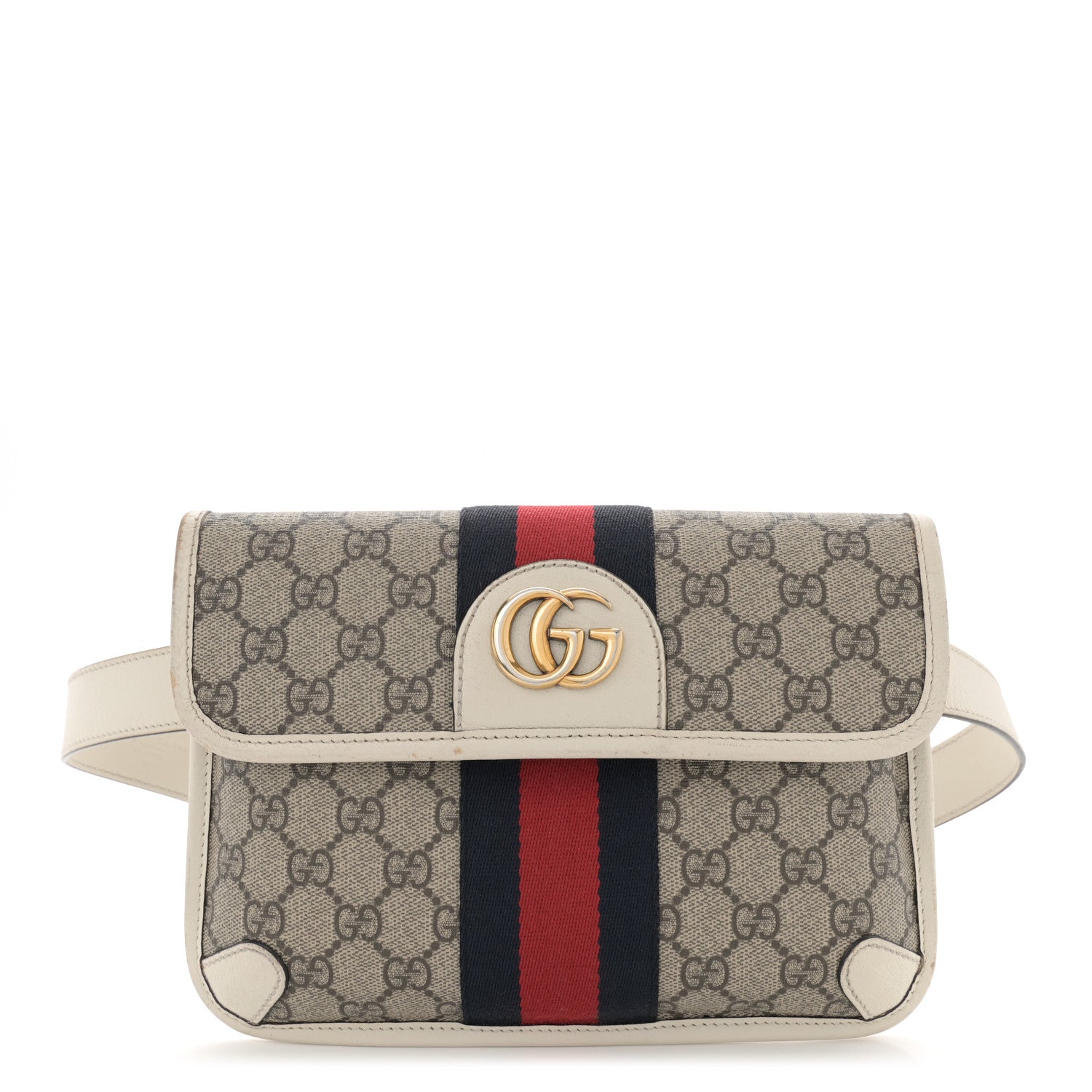 GG Supreme Monogram Web Small Ophidia Belt Bag 90 36 Beige Ebony White