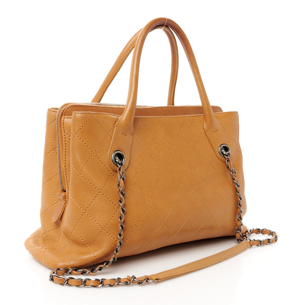 Grained Vegetal Calfskin Small Urban Shopping Tote Camel