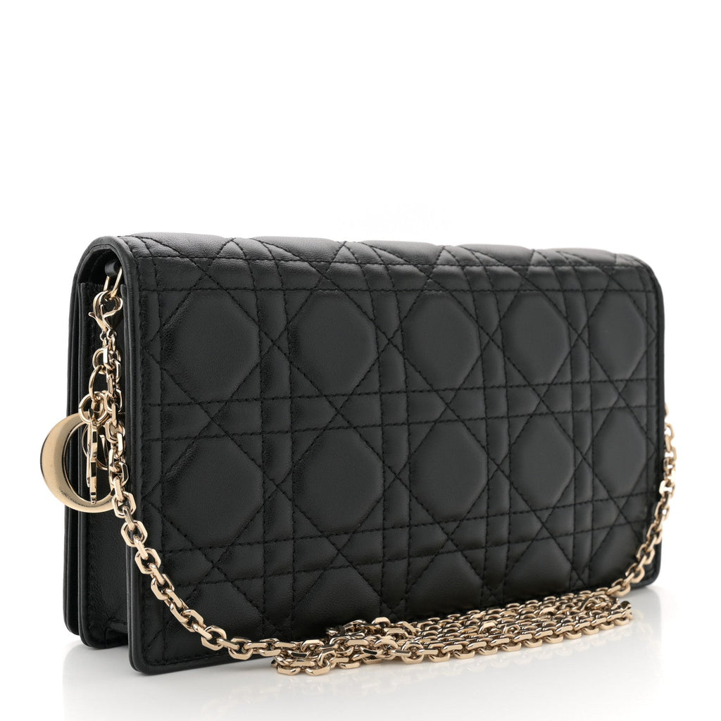 Lambskin Cannage Lady Dior Pouch Black