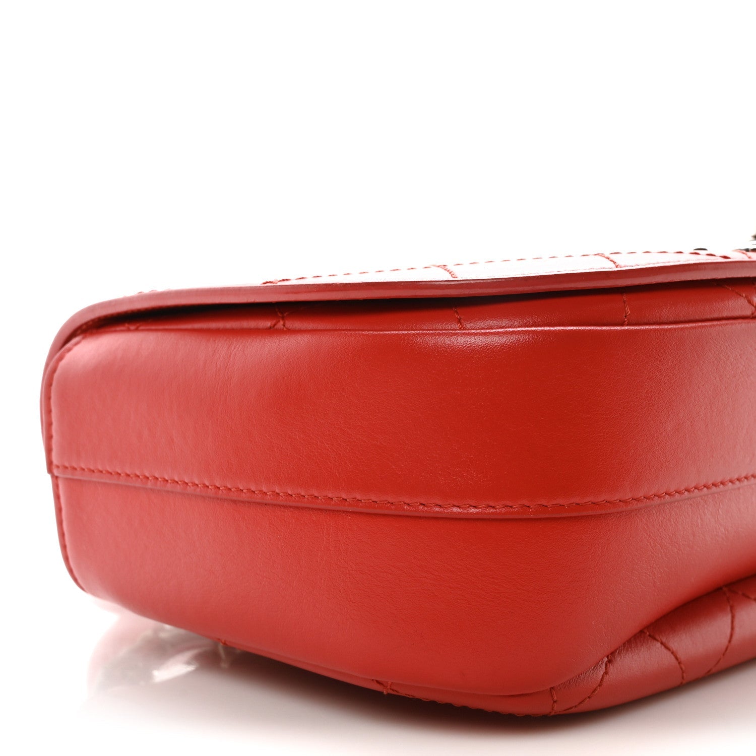 Calfskin Stitched Small Ring My Bag Flap Crossbody Red