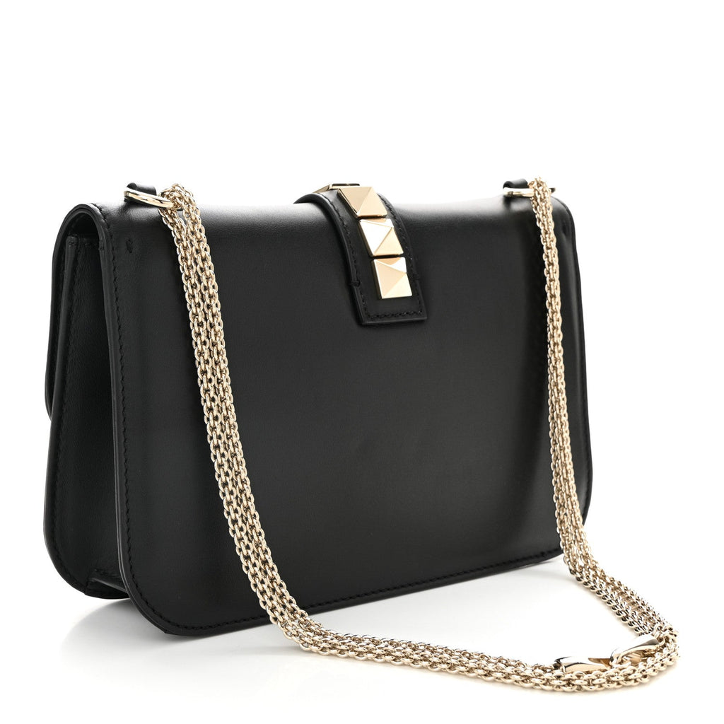 Vitello Medium Glam Lock Rockstud Flap Black