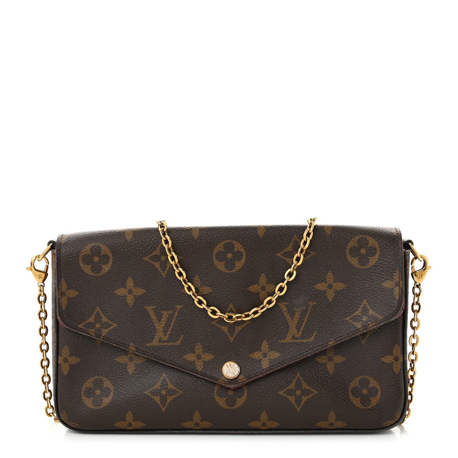 Monogram Pochette Felicie Chain Wallet Fuchsia
