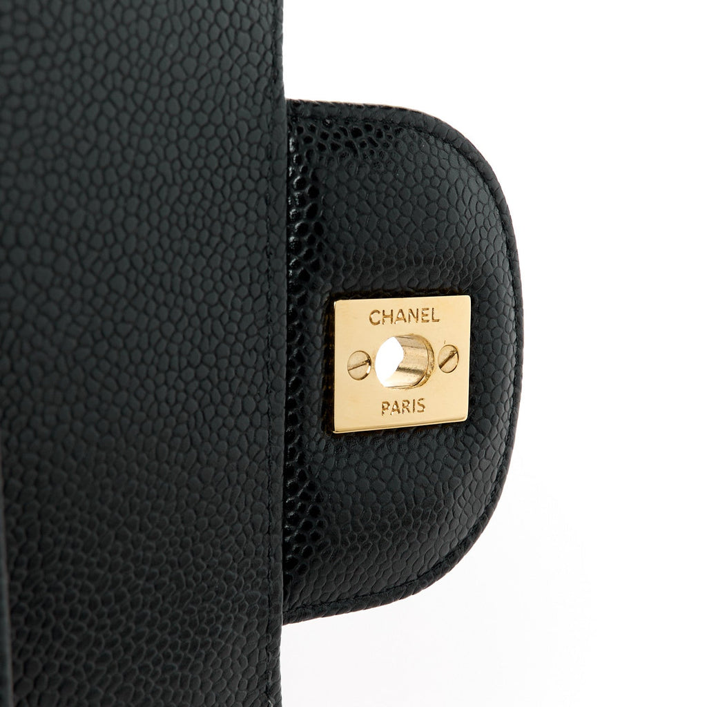 Caviar Quilted Jumbo Double Flap Black