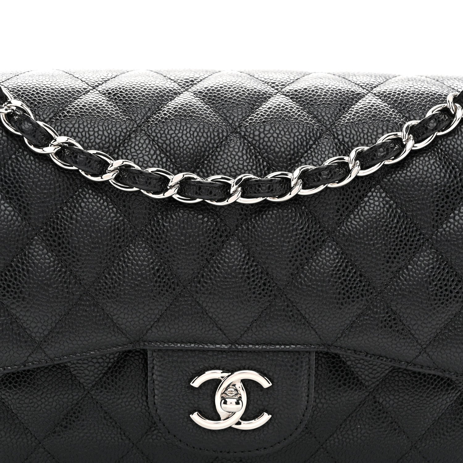 Caviar Quilted Jumbo Double Flap Black